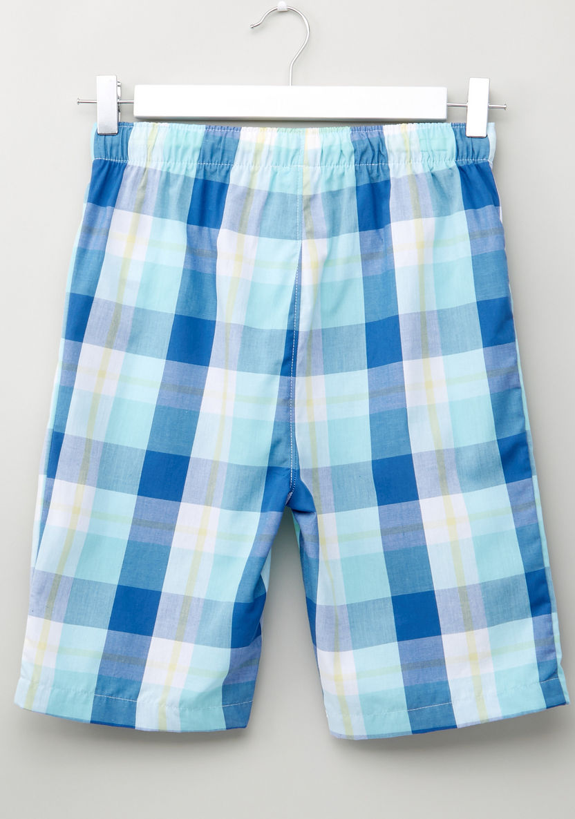 Juniors Printed T-shirt with Chequered Shorts-Nightwear-image-6