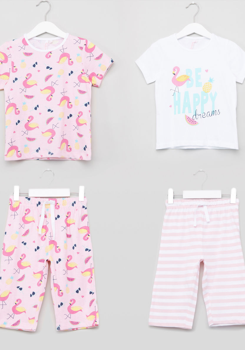 Juniors Printed Short Sleeves T-shirt and Pyjamas - Set of 2-Clothes Sets-image-0