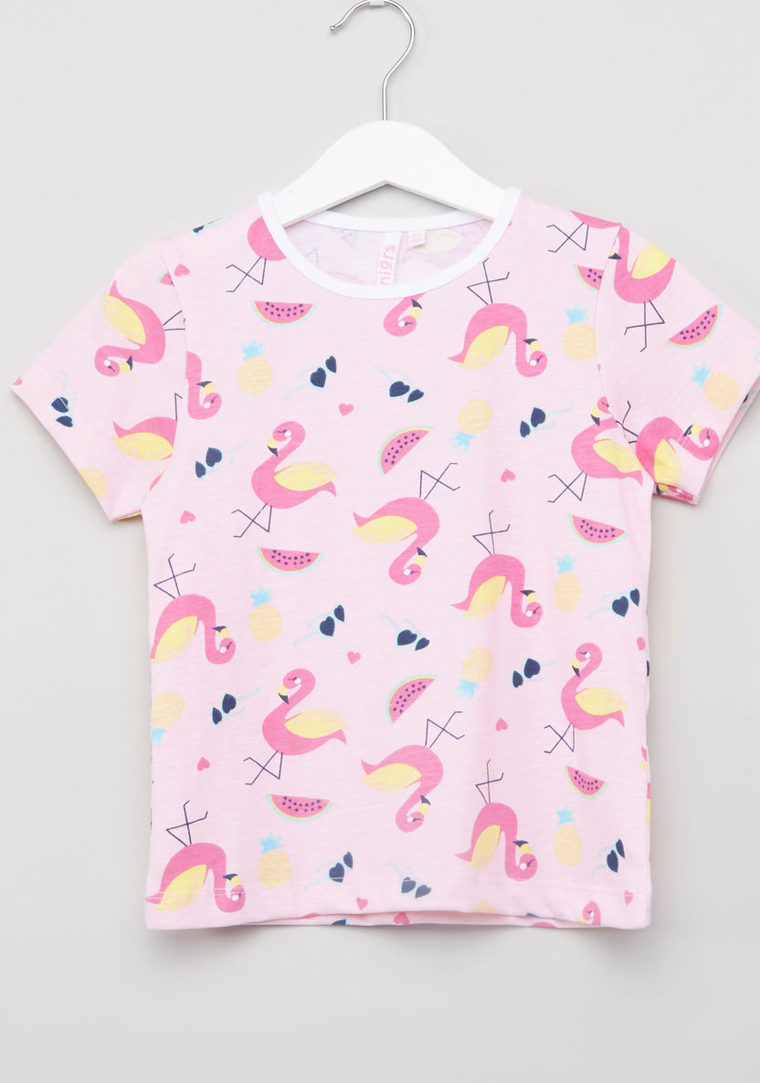 Juniors Printed Short Sleeves T-shirt and Pyjamas - Set of 2-Clothes Sets-image-1