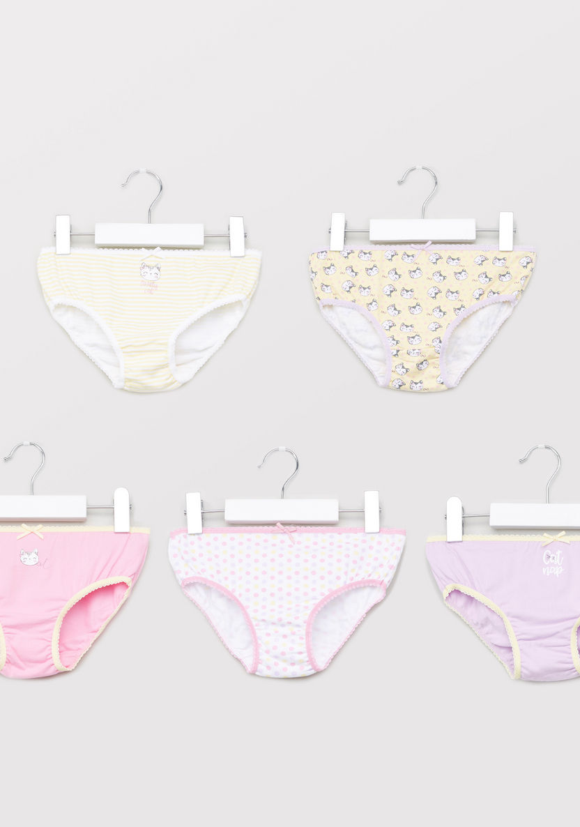 Juniors Printed Cotton Briefs - Set of 5-Panties-image-0