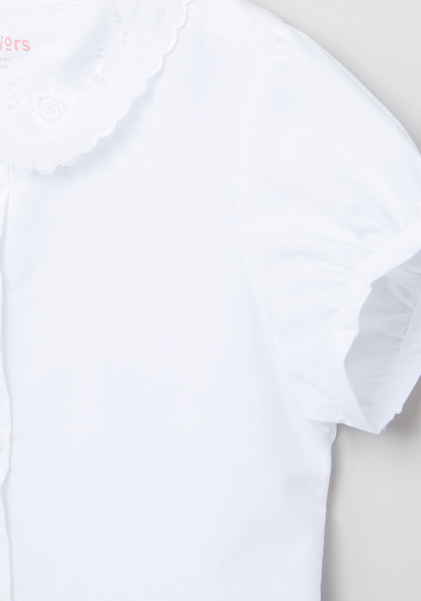 Juniors Lace Detail Short Sleeves Shirt-Blouses-image-1