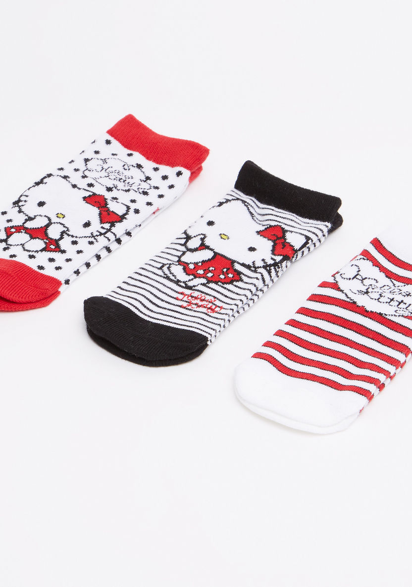 Giggles Hello Kitty Printed Ankle Socks - Set of 3-Socks-image-0