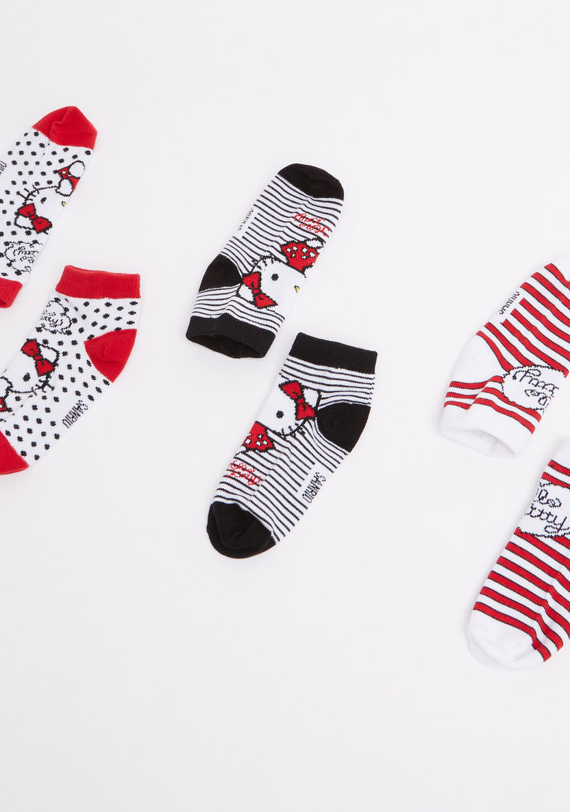Giggles Hello Kitty Printed Ankle Socks - Set of 3-Socks-image-1