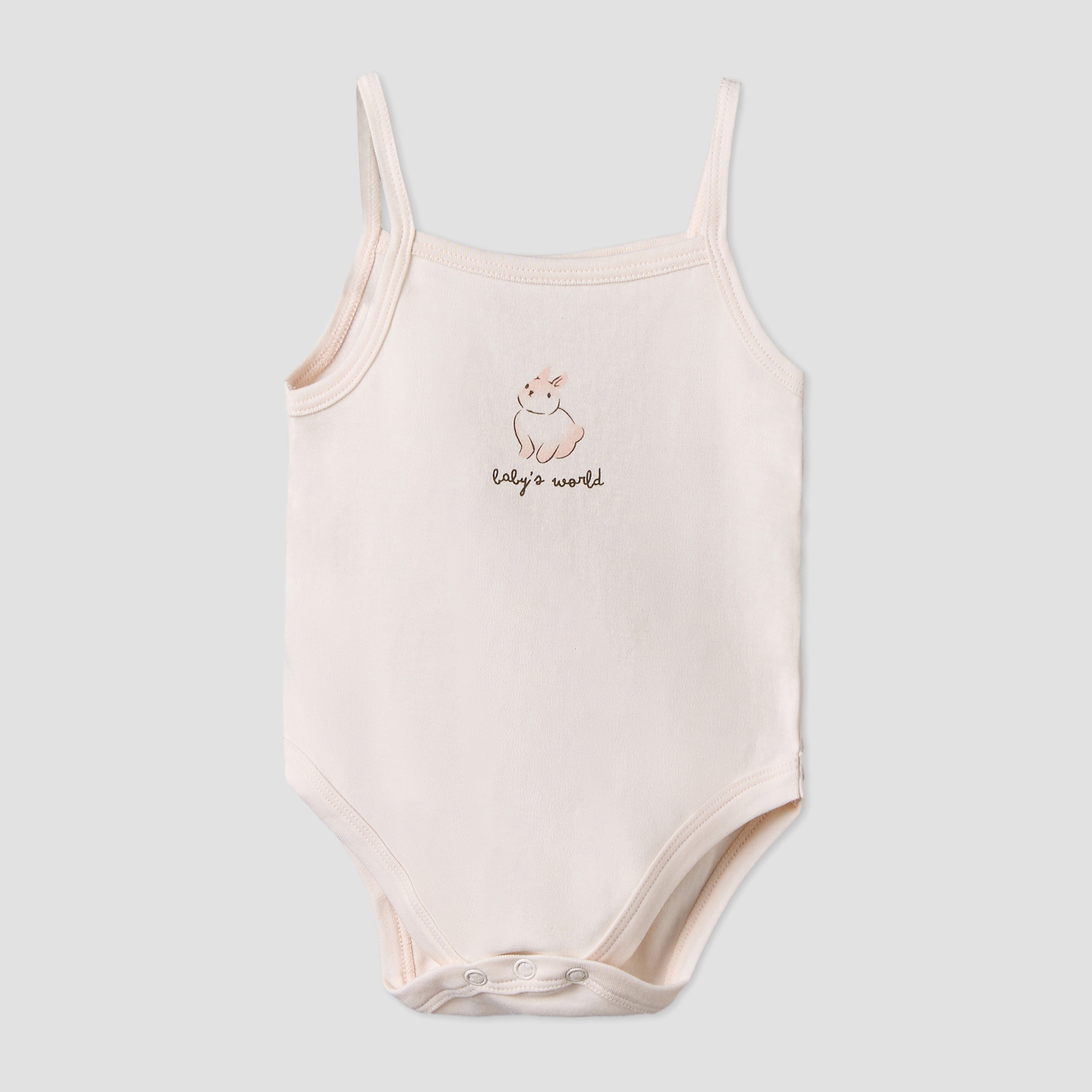 Pack of 3 Juniors Cotton Square Neck Sleeveless Bodysuit with Bunny Print-baby-girls-clothing-bodysuits-image-2