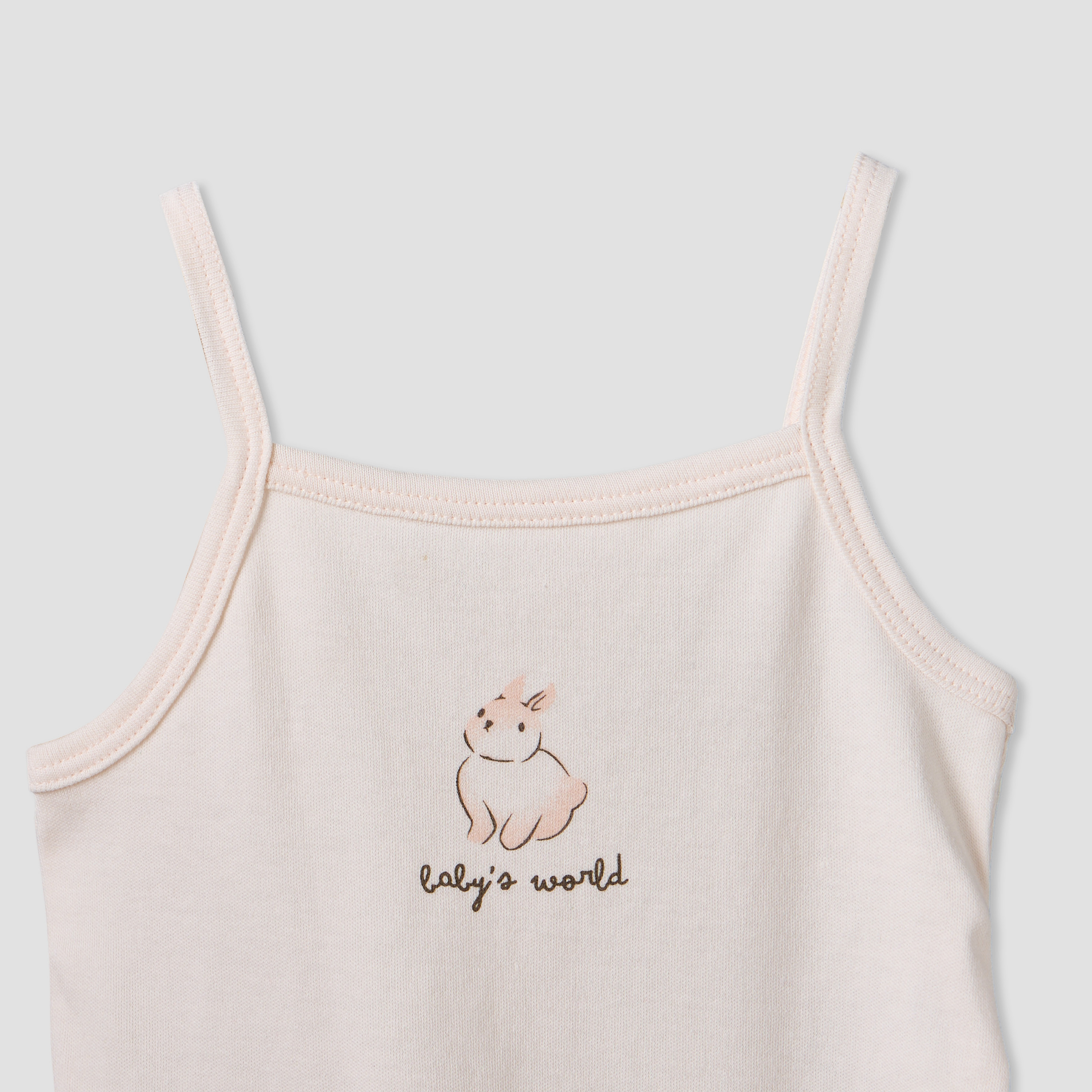 Pack of 3 Juniors Cotton Square Neck Sleeveless Bodysuit with Bunny Print-baby-girls-clothing-bodysuits-image-4