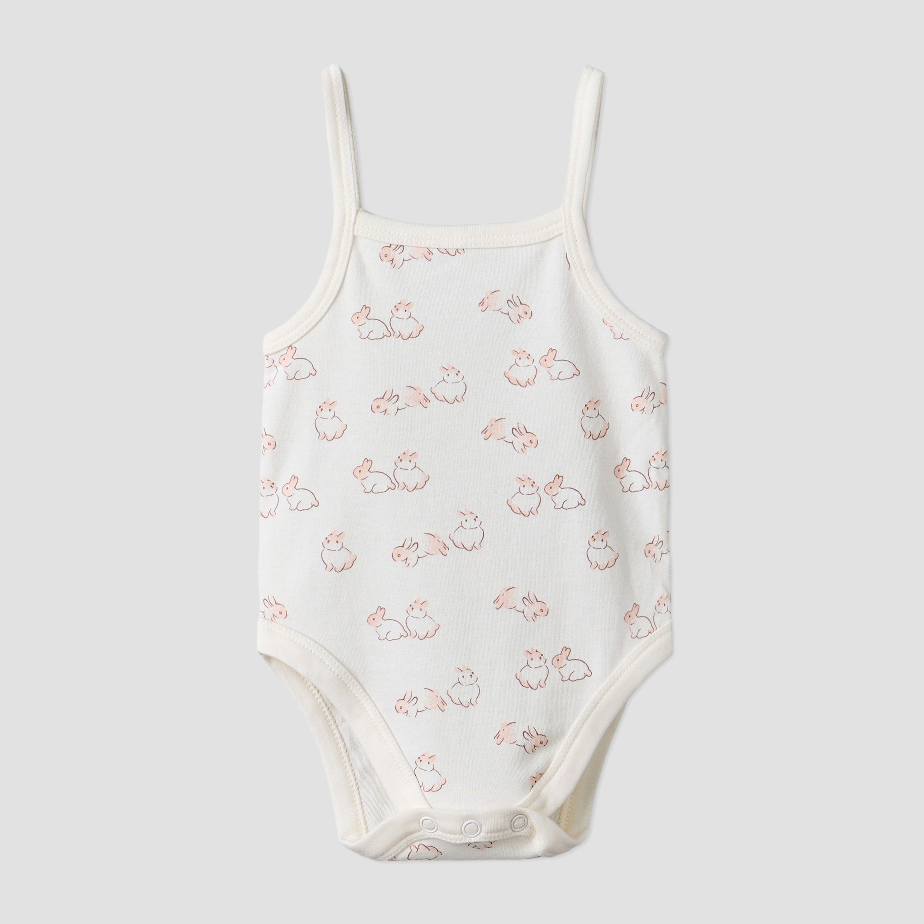 Pack of 3 Juniors Cotton Square Neck Sleeveless Bodysuit with Bunny Print-baby-girls-clothing-bodysuits-image-6