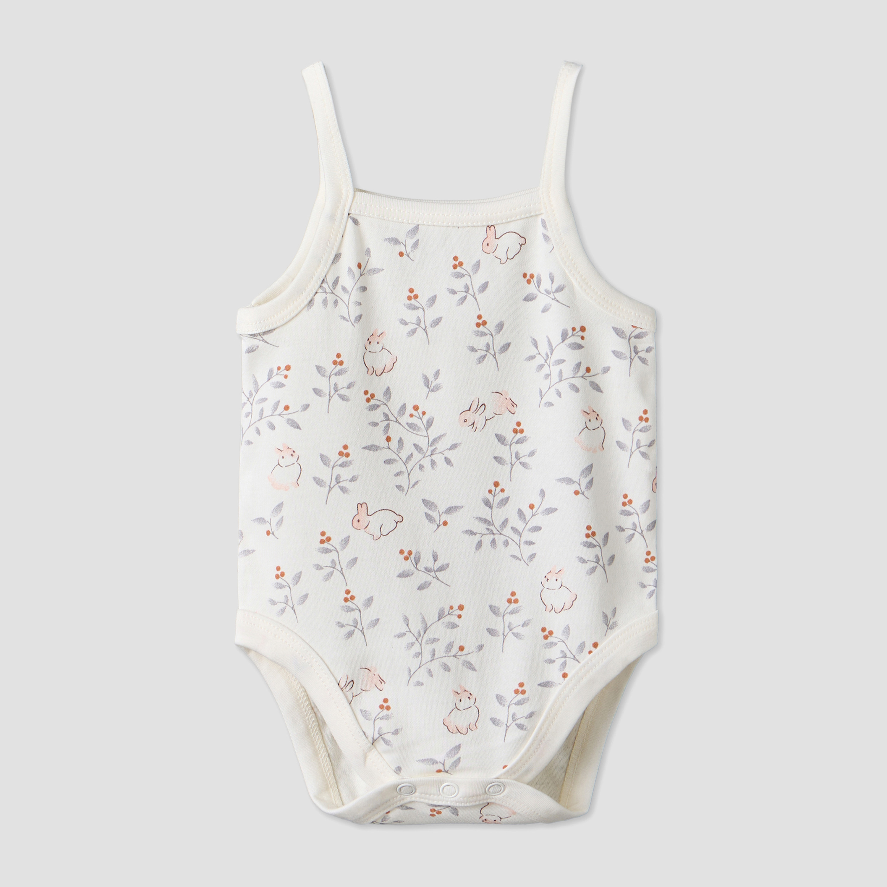 Pack of 3 Juniors Cotton Square Neck Sleeveless Bodysuit with Bunny Print-baby-girls-clothing-bodysuits-image-7