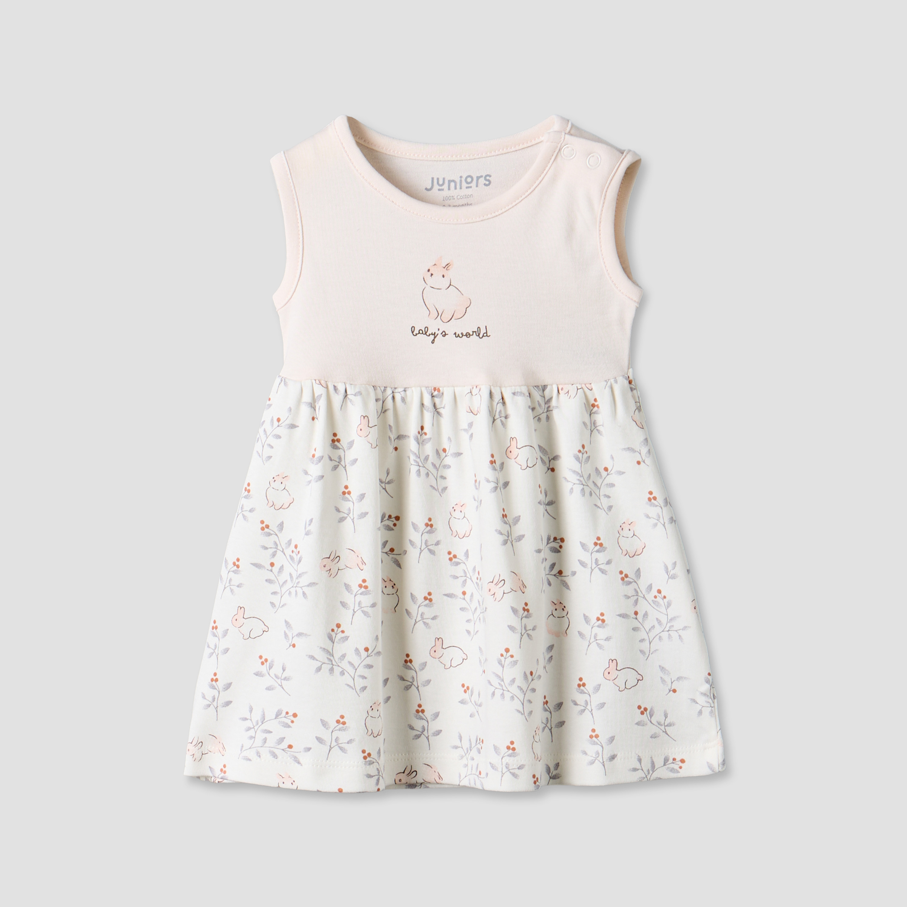 فساتين طول الركبة بطبعات أرنب وياقة مستديرة من جونيورز - عبوة من قطعتين-baby-girls-clothing-dressesandjumpsuits-image-2