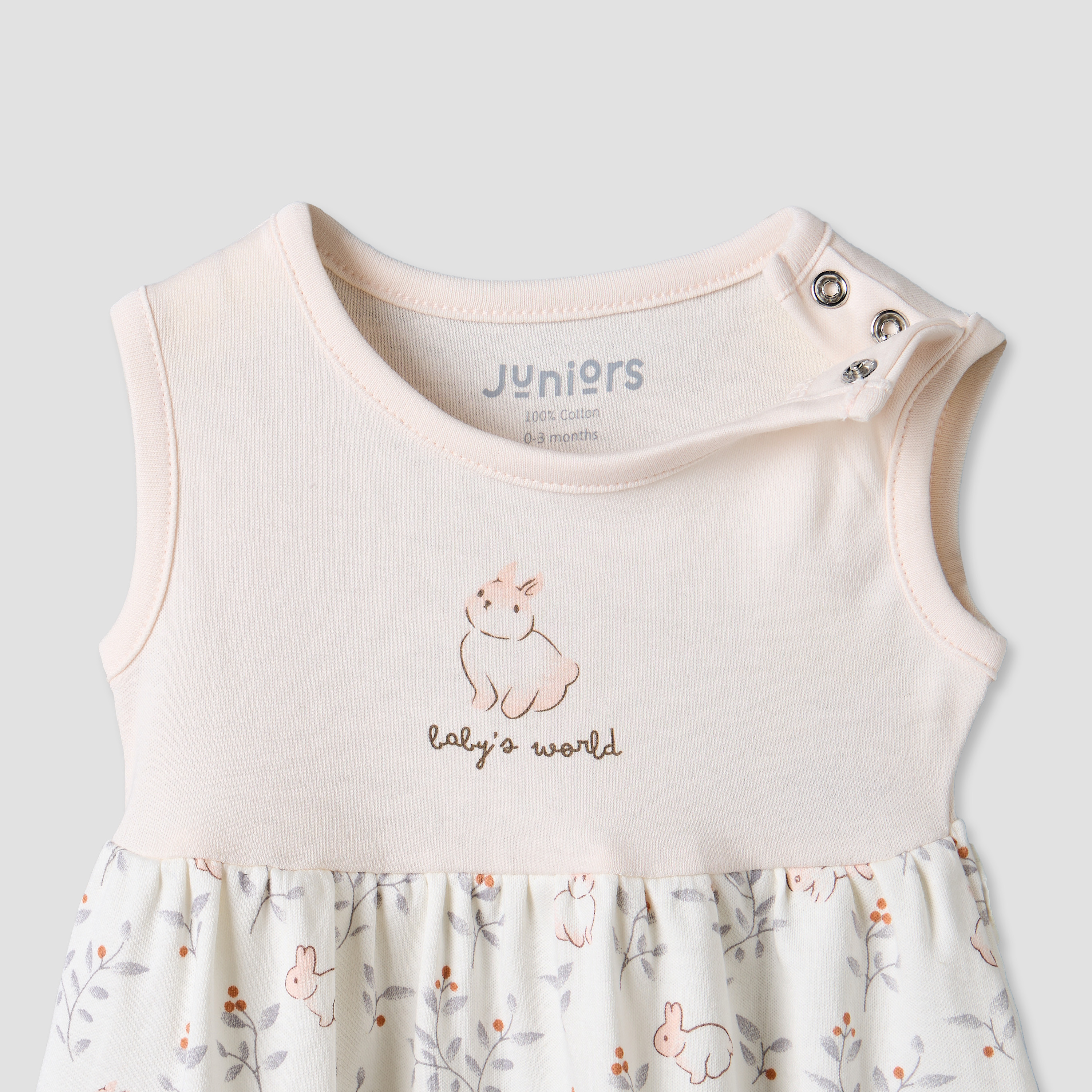 فساتين طول الركبة بطبعات أرنب وياقة مستديرة من جونيورز - عبوة من قطعتين-baby-girls-clothing-dressesandjumpsuits-image-4