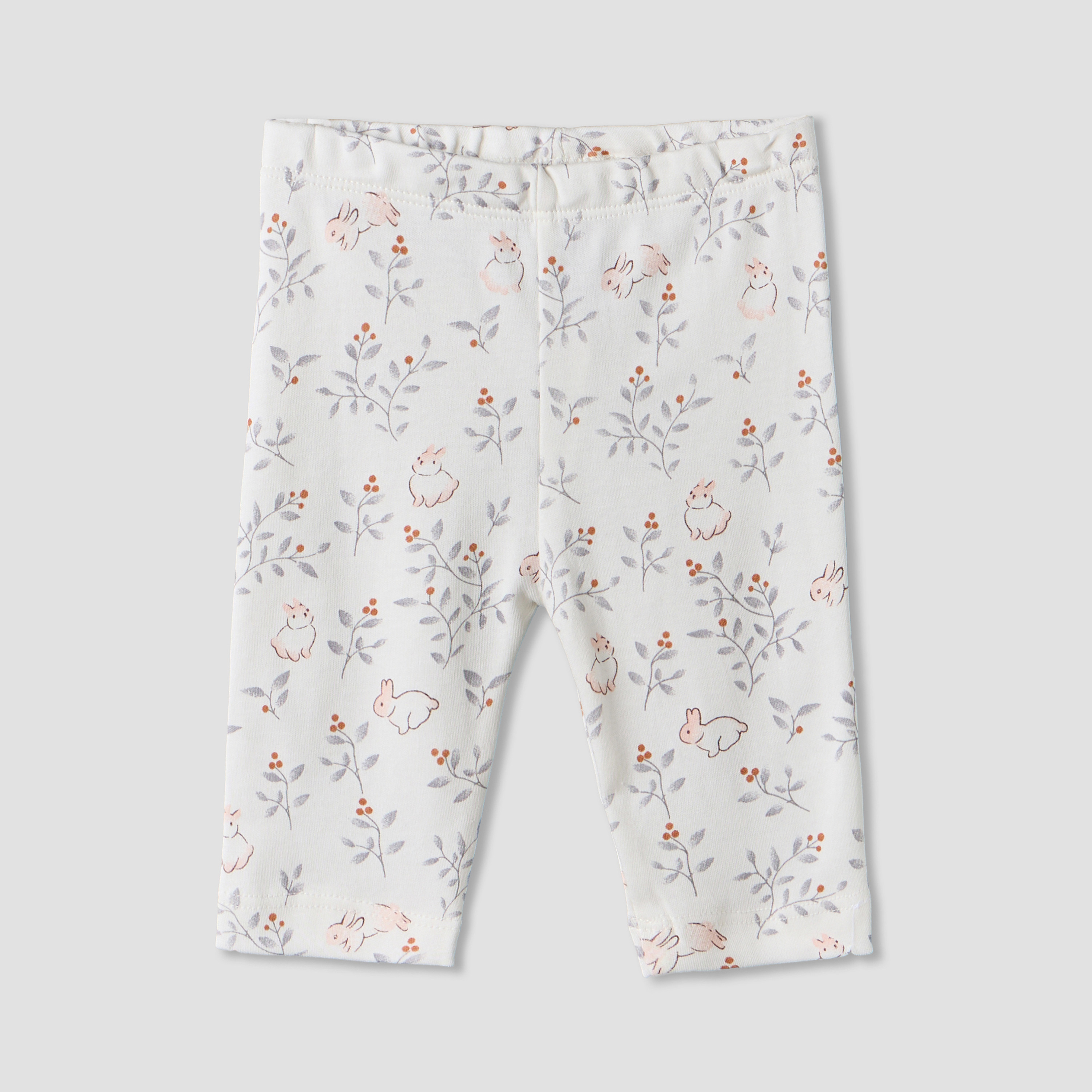طقم بيجاما قطن بياقة مستديرة وأكمام طويلة وطبعات أرنب من جونيورز - قطعتين-baby-girls-clothing-nightwear-pyjamasets-image-3