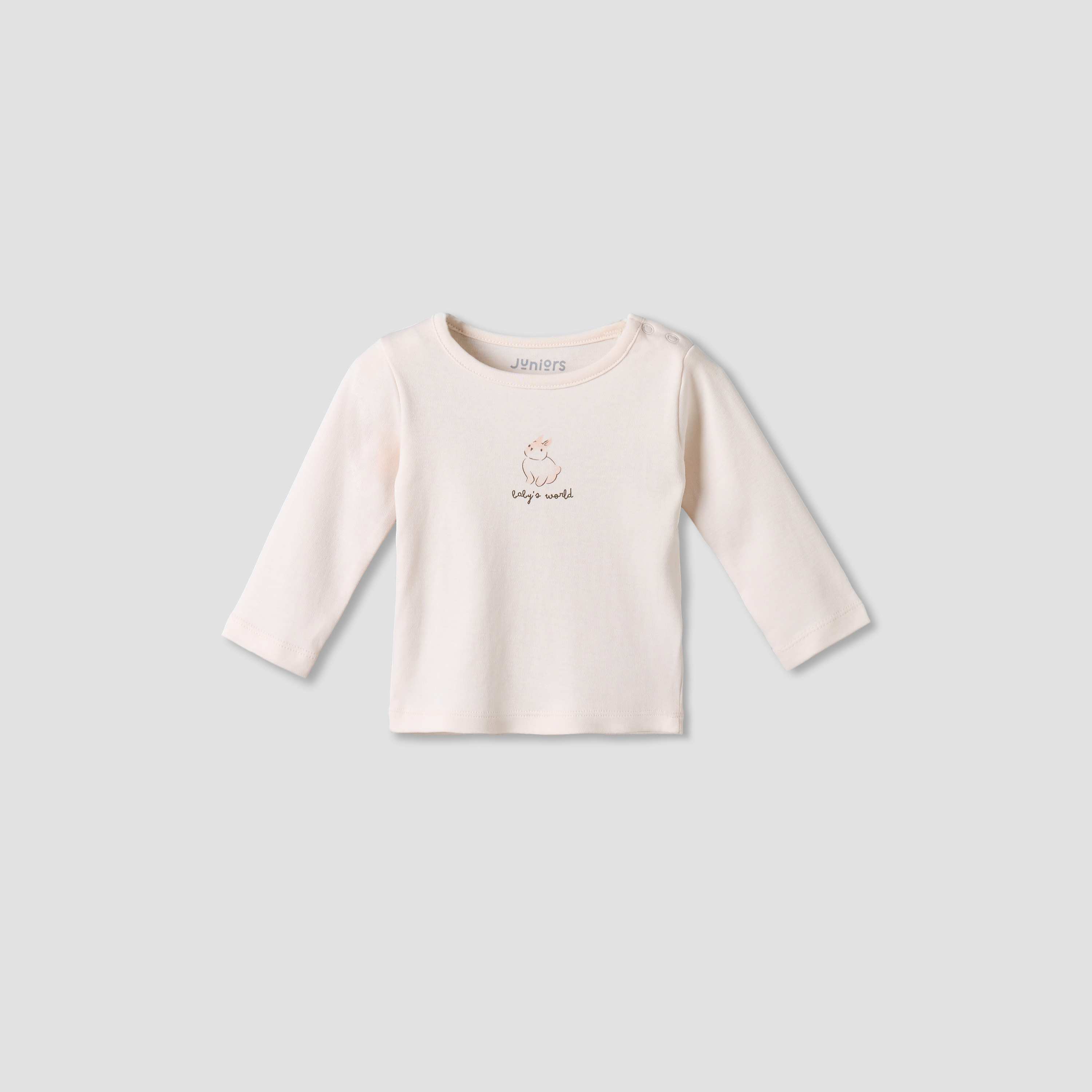 طقم بيجاما قطن بياقة مستديرة وأكمام طويلة وطبعات أرنب من جونيورز - قطعتين-baby-girls-clothing-nightwear-pyjamasets-image-4
