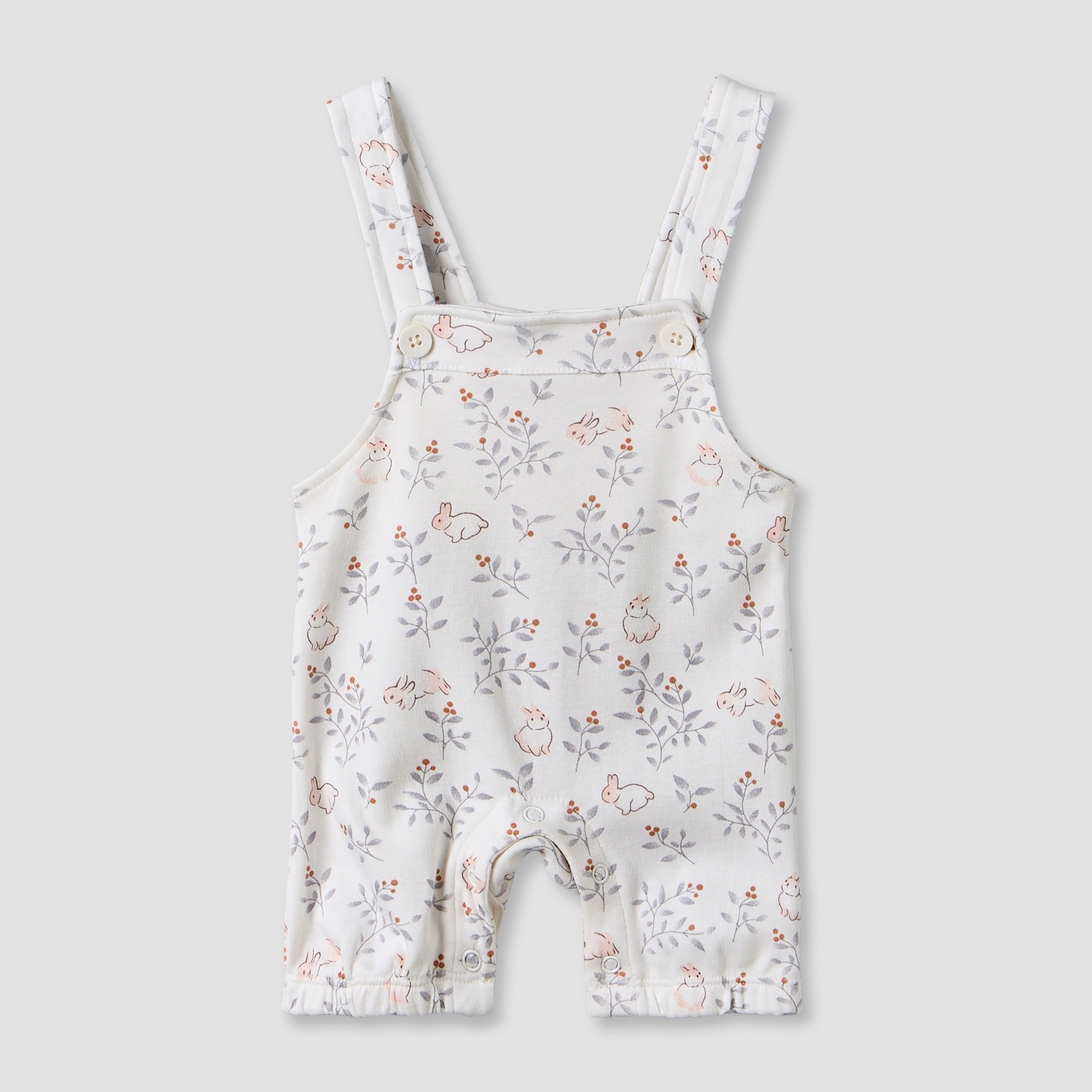 Juniors Round Neck Short Sleeves T-shirt and Dungaree Set with Bunny Print-baby-girls-clothing-setsandcoords-image-4