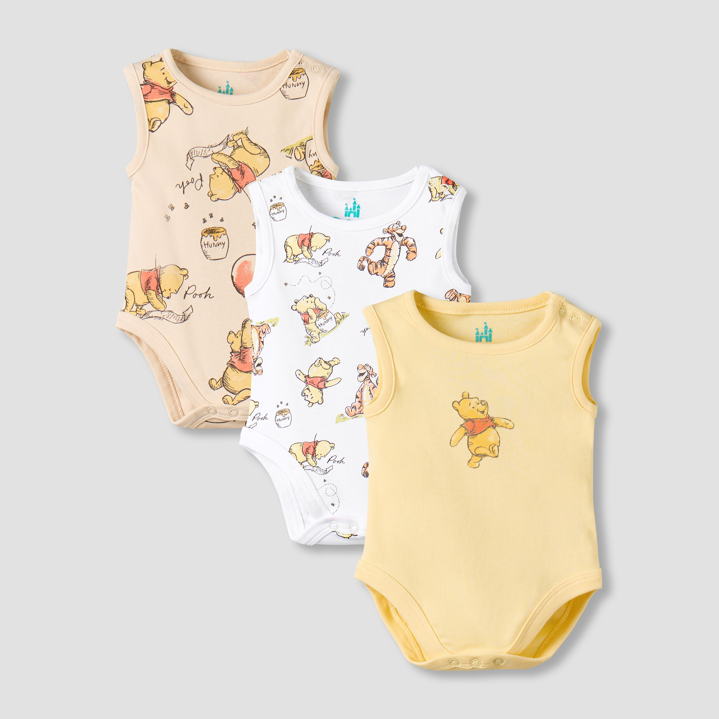 Pack of 3 Disney Round Neck Sleeveless Bodysuit with Winnie the Pooh Print-baby-boys-clothing-bodysuits-image-1