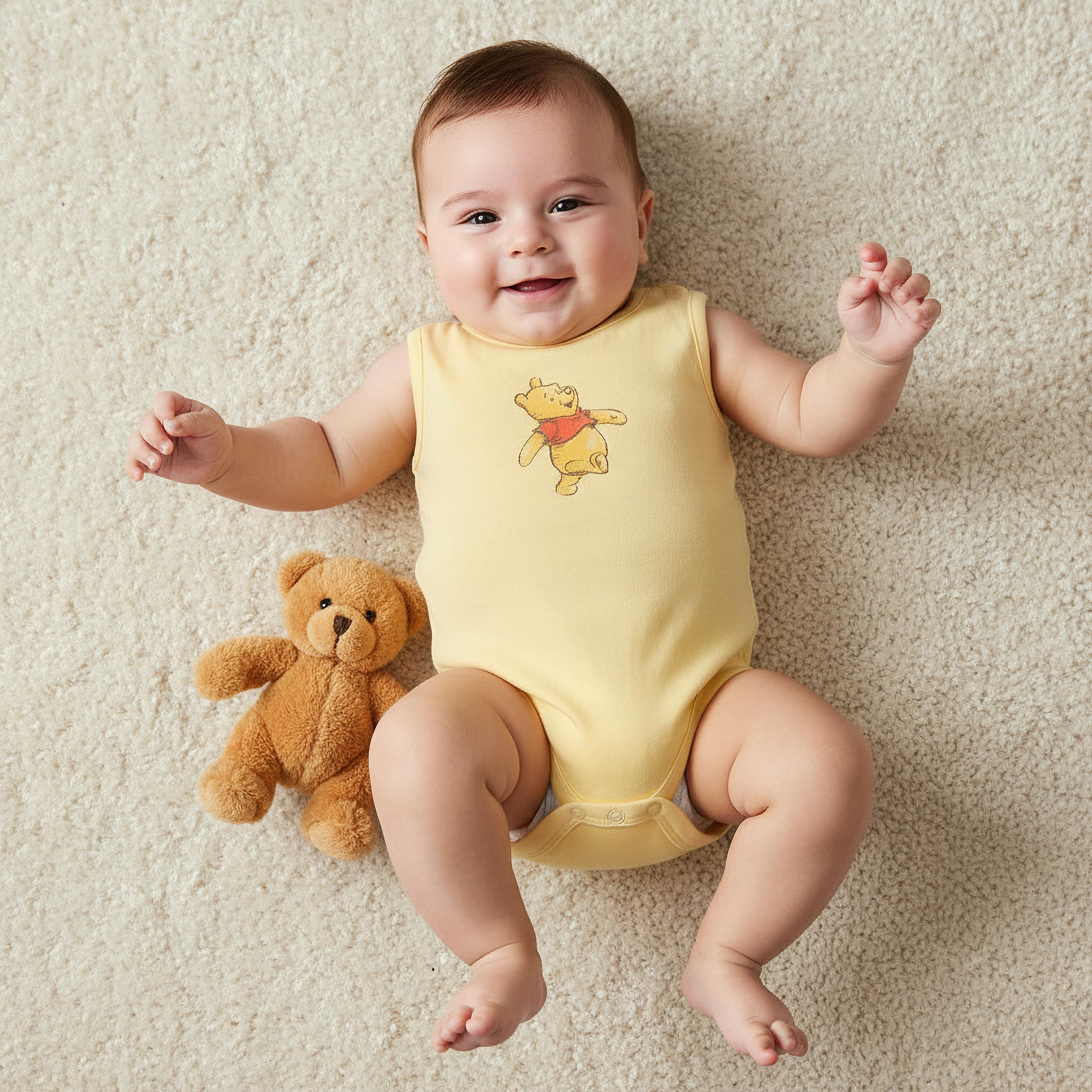 Pack of 3 Disney Round Neck Sleeveless Bodysuit with Winnie the Pooh Print-baby-boys-clothing-bodysuits-image-2