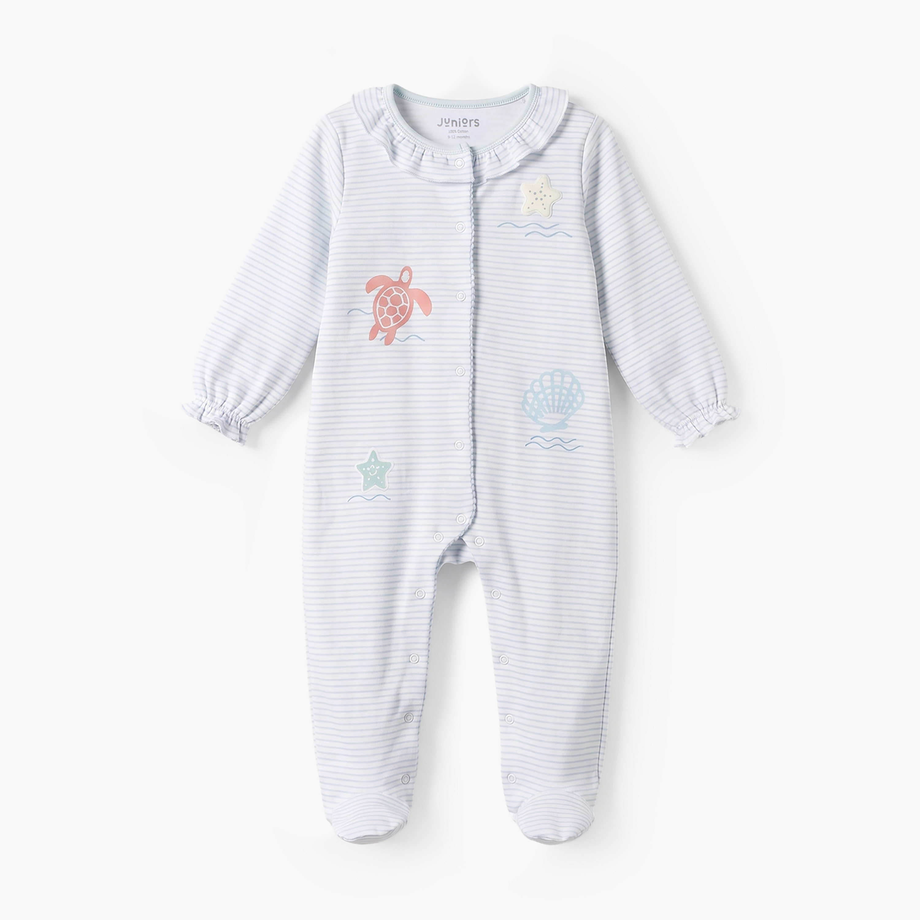 بدلة نوم قطن بأكمام طويلة وياقة ضيقة بطبعات عالم البحار من جونيورز-baby-girls-clothing-nightwear-sleepsuits-image-2