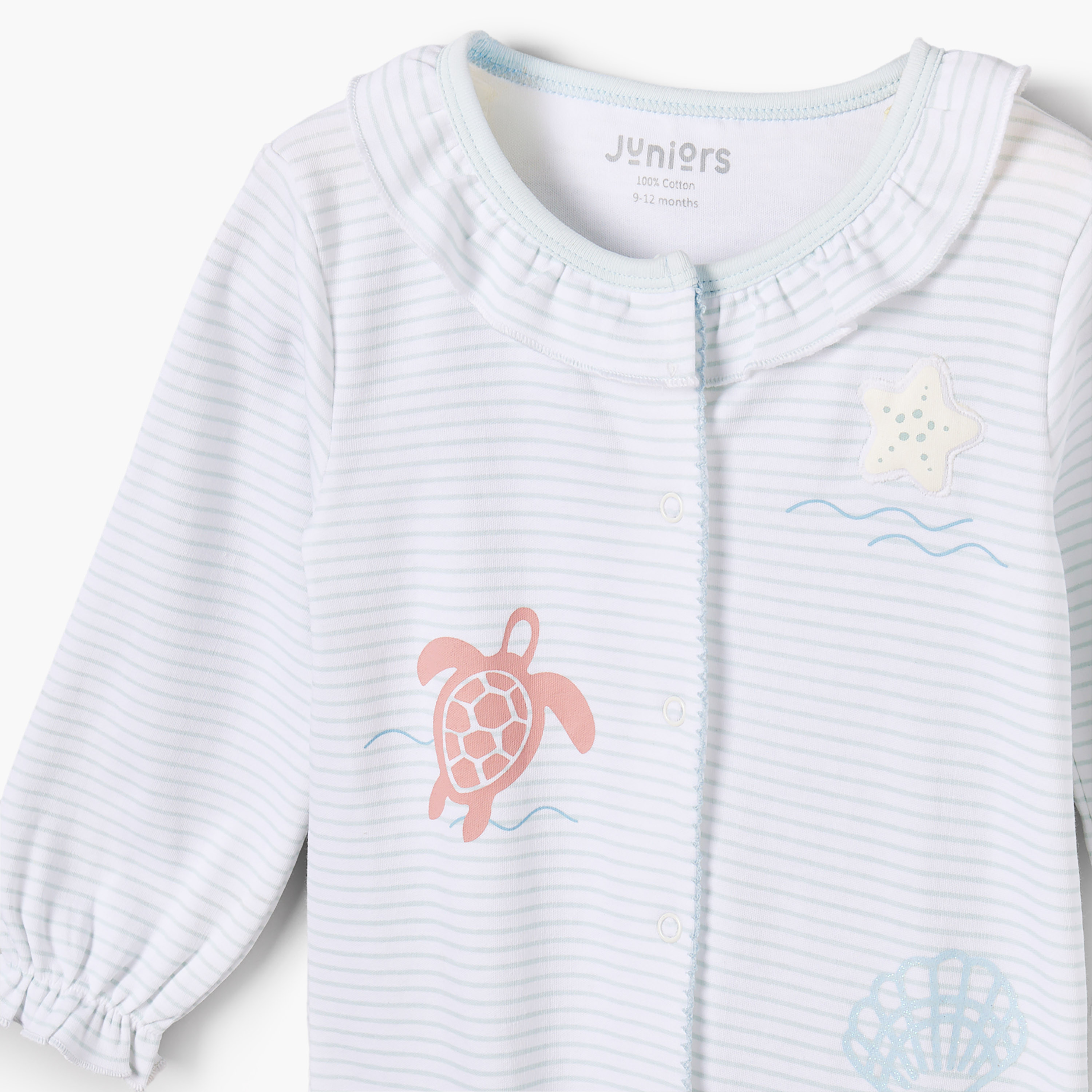 بدلة نوم قطن بأكمام طويلة وياقة ضيقة بطبعات عالم البحار من جونيورز-baby-girls-clothing-nightwear-sleepsuits-image-4