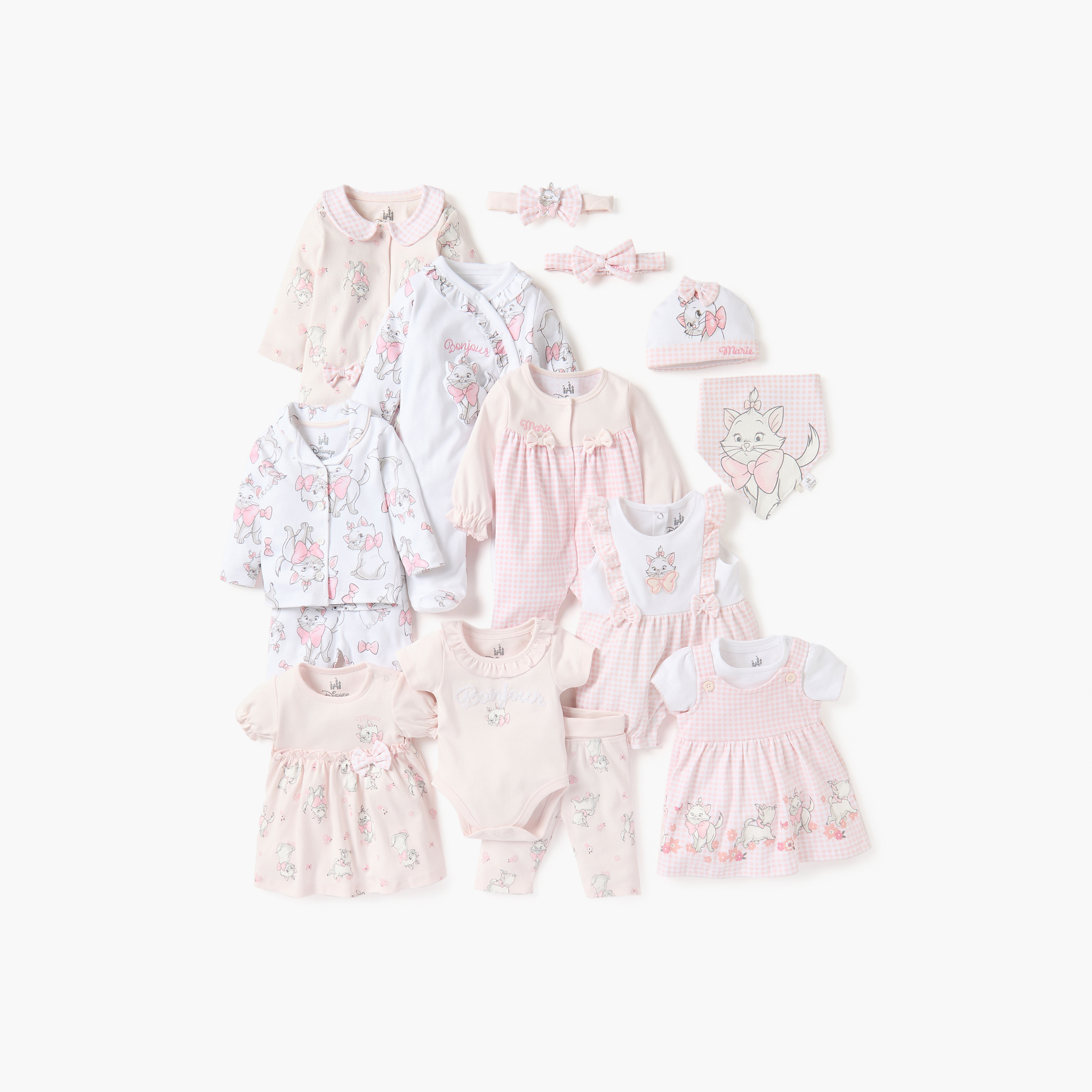 Disney Marie Cat Print Closed Feet Sleepsuit with Frill Detail and Snap Button Closure-baby-girls-clothing-nightwear-sleepsuits-image-5