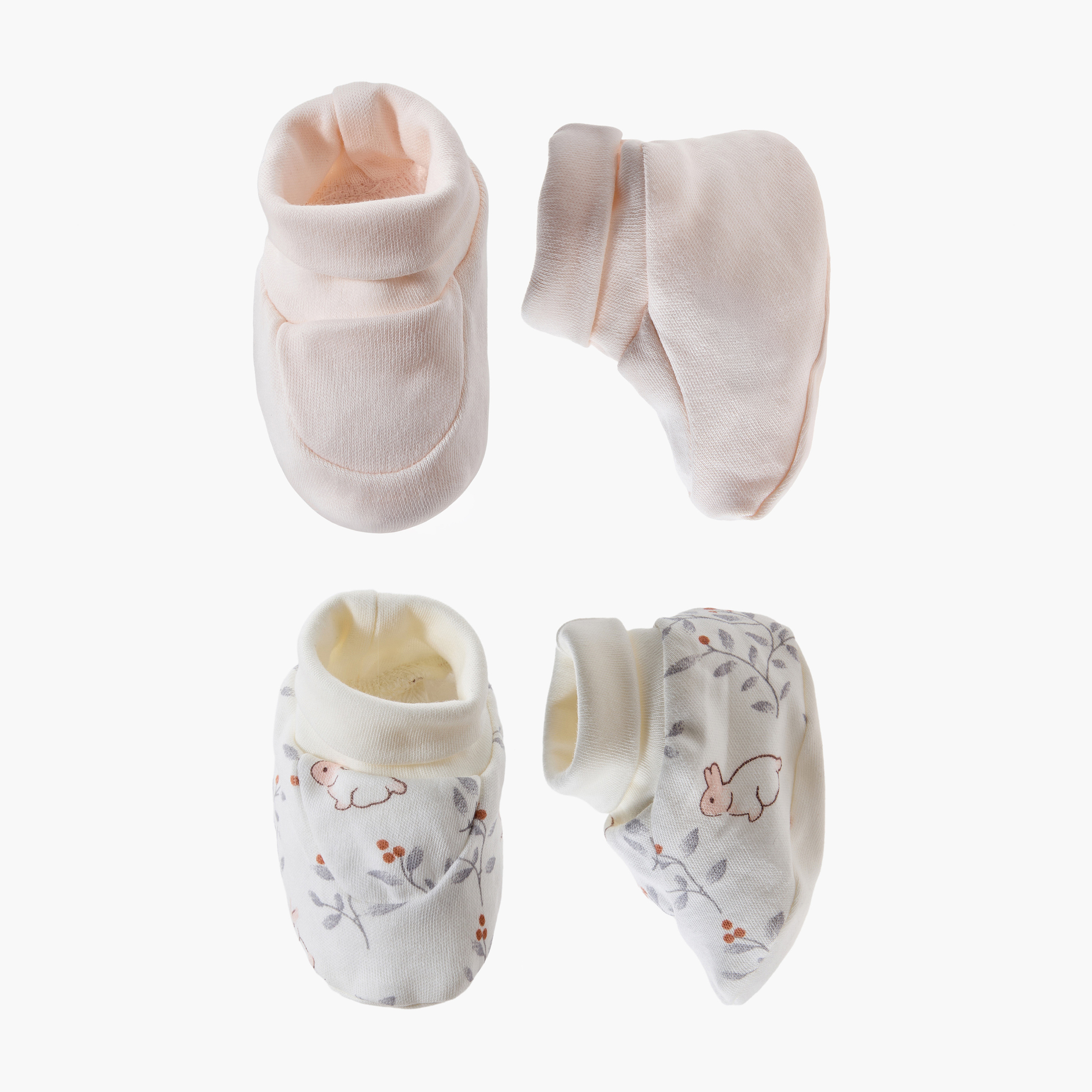 Pack of 2 Juniors Booties with Bunny Print-baby-girls-shoes-booties-image-1