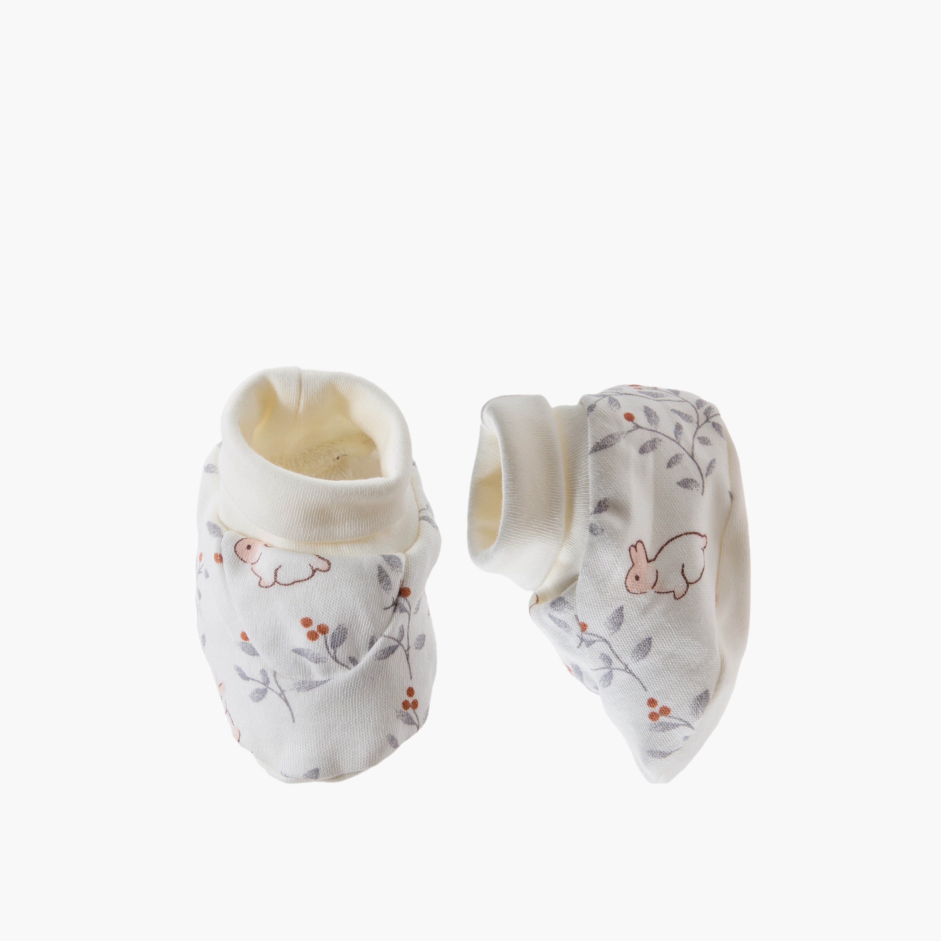 Pack of 2 Juniors Booties with Bunny Print-baby-girls-shoes-booties-image-2