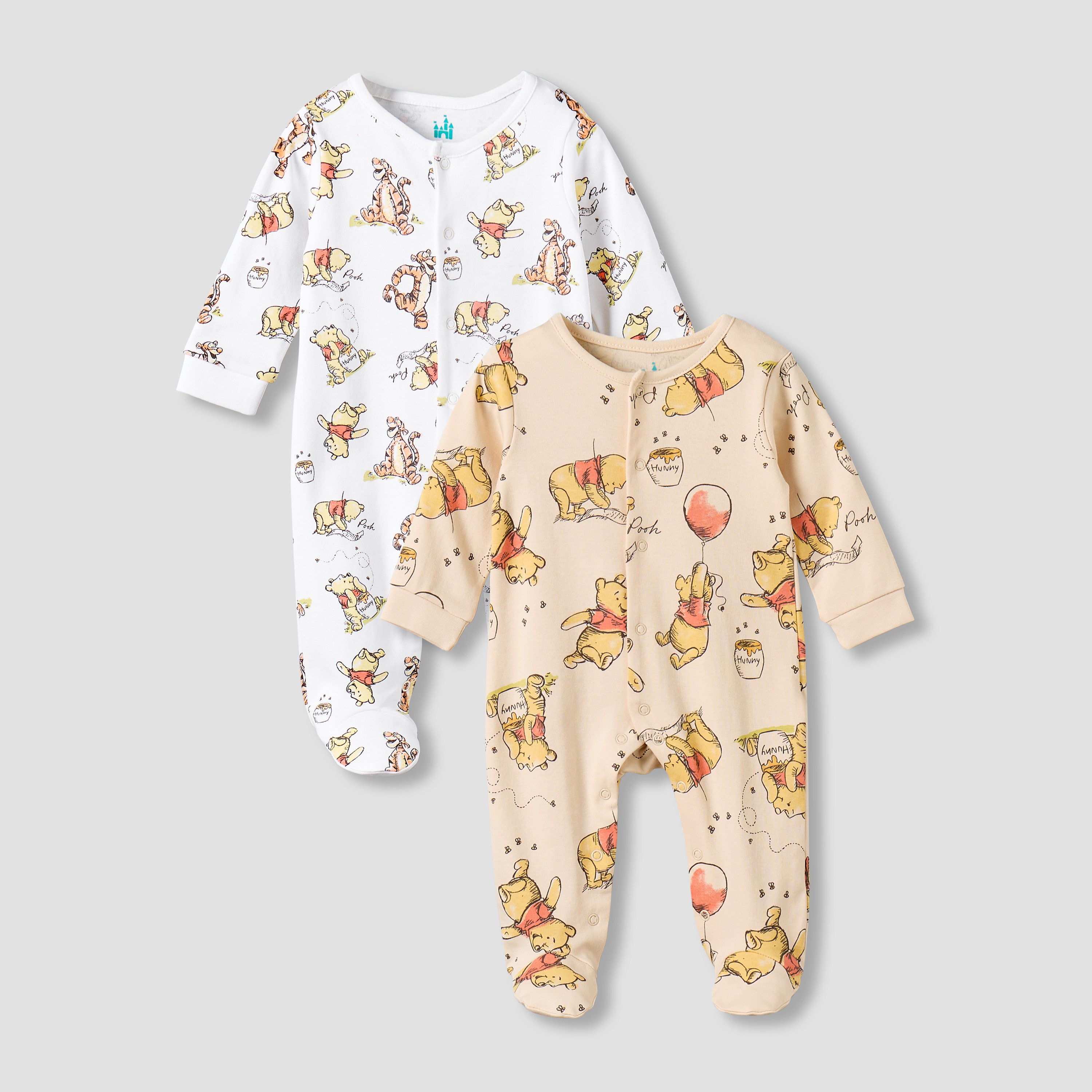 Disney Pack of 2 Cotton Round Neck Long Sleeves Sleepsuit with Winnie the Pooh Print-baby-boys-clothing-nightwear-sleepsuits-image-1