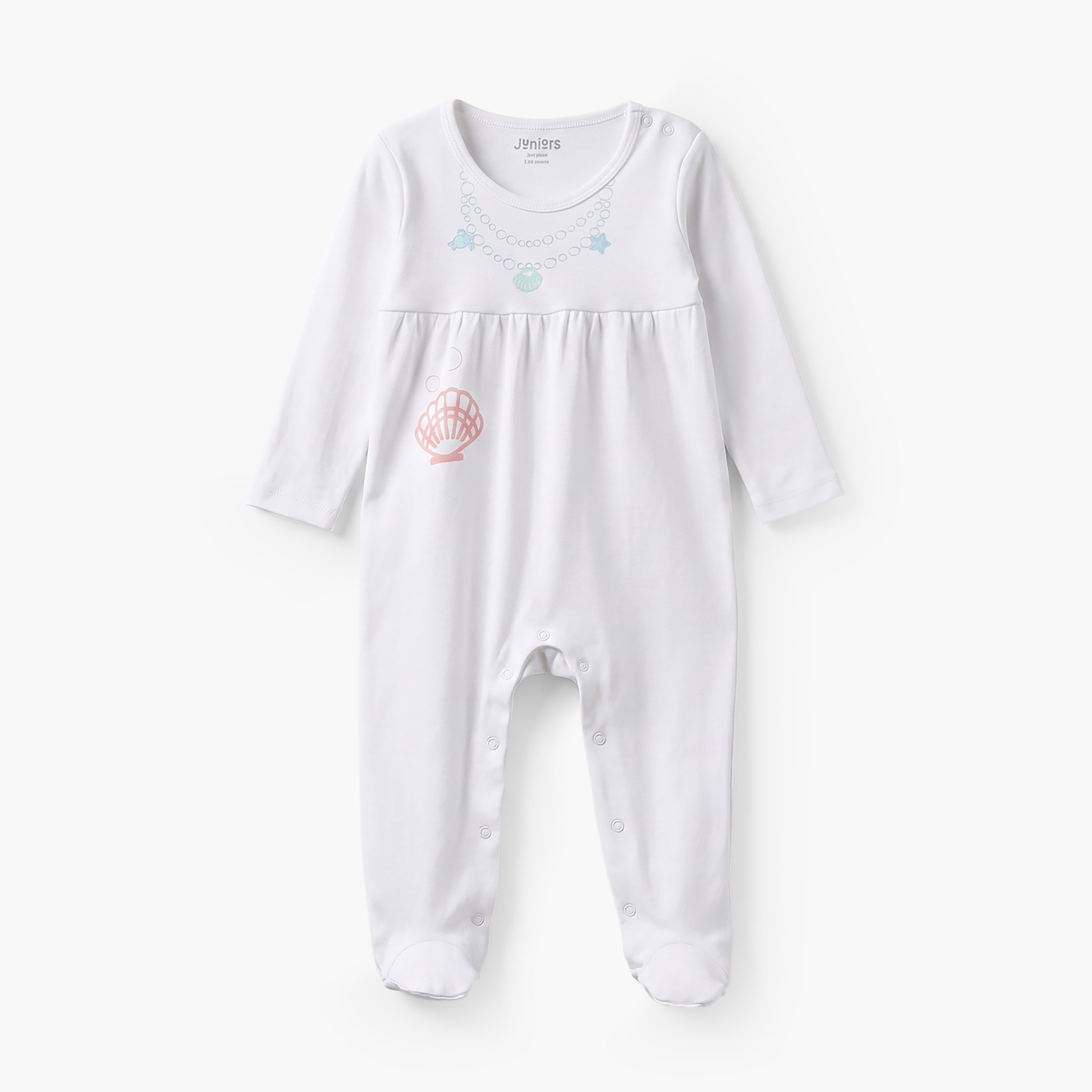 بدلة نوم قطن بأكمام طويلة وياقة ضيقة وطبعات عالم البحار من جونيورز-baby-girls-clothing-nightwear-sleepsuits-image-2