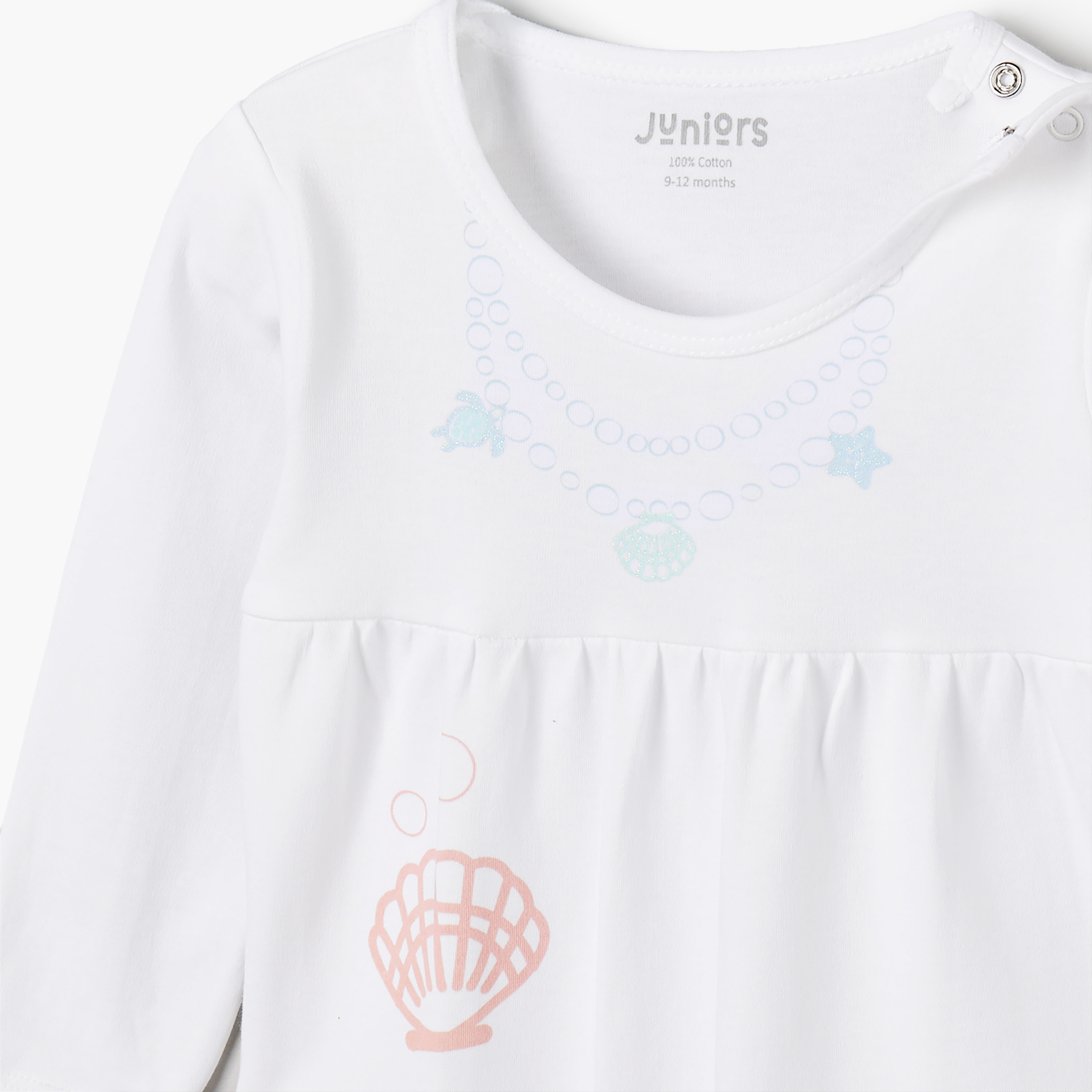 بدلة نوم قطن بأكمام طويلة وياقة ضيقة وطبعات عالم البحار من جونيورز-baby-girls-clothing-nightwear-sleepsuits-image-4