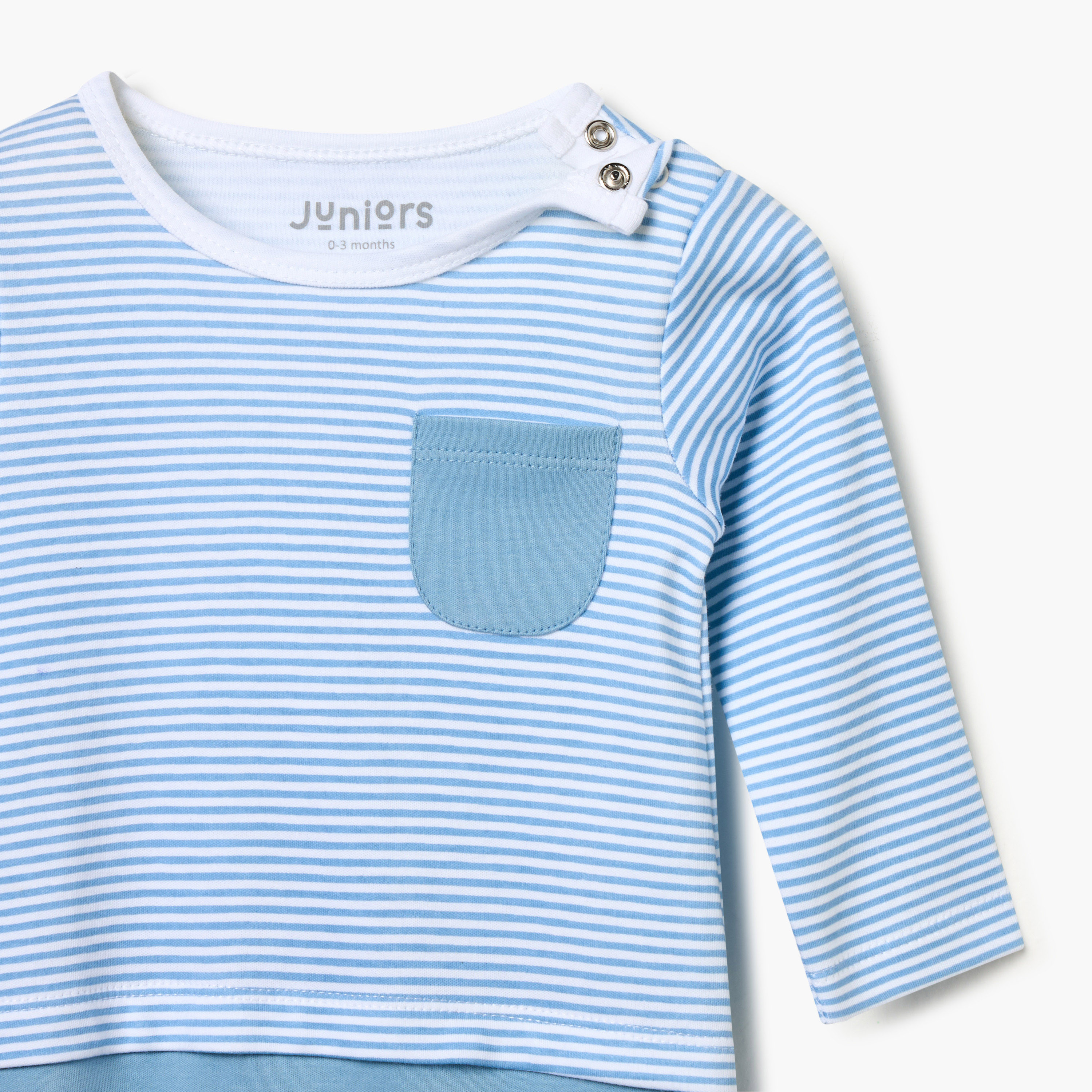 Juniors Striped Sleepsuit with Long Sleeves and Button Closure-baby-boys-clothing-nightwear-sleepsuits-image-3