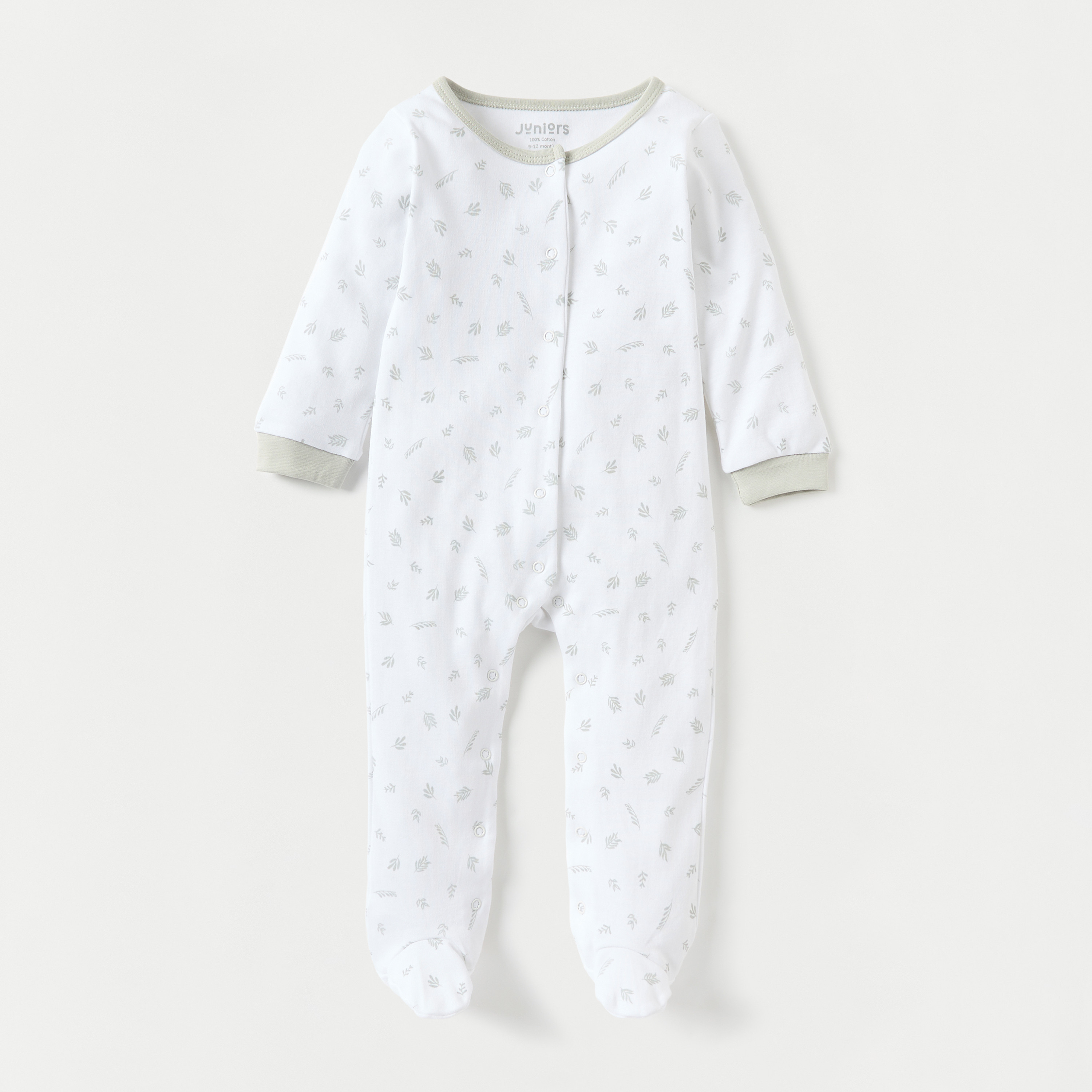 Juniors Floral Print Closed-Feet Sleepsuit with Button Closure - Set of 2-baby-girls-clothing-nightwear-sleepsuits-image-3
