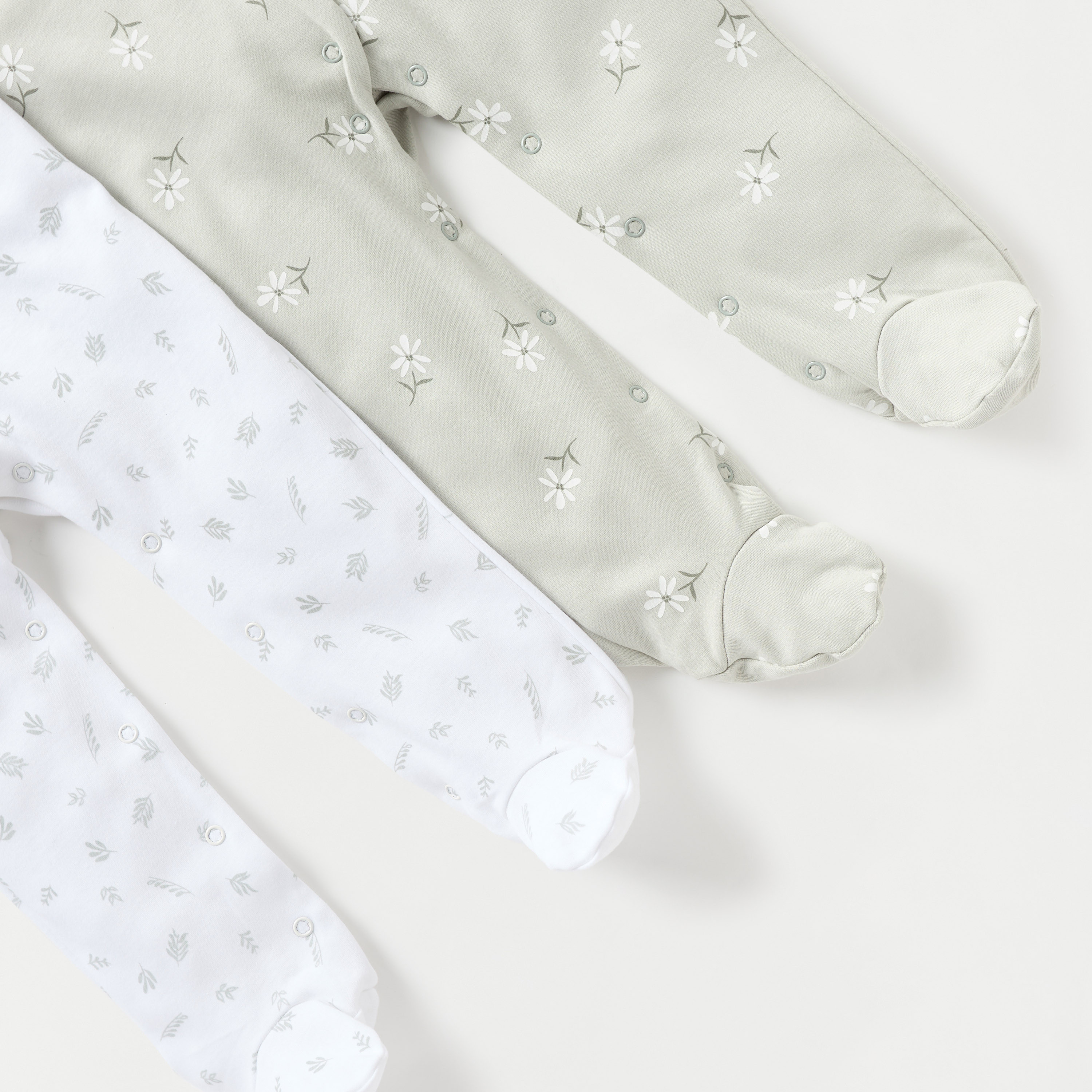 Juniors Floral Print Closed-Feet Sleepsuit with Button Closure - Set of 2-baby-girls-clothing-nightwear-sleepsuits-image-5