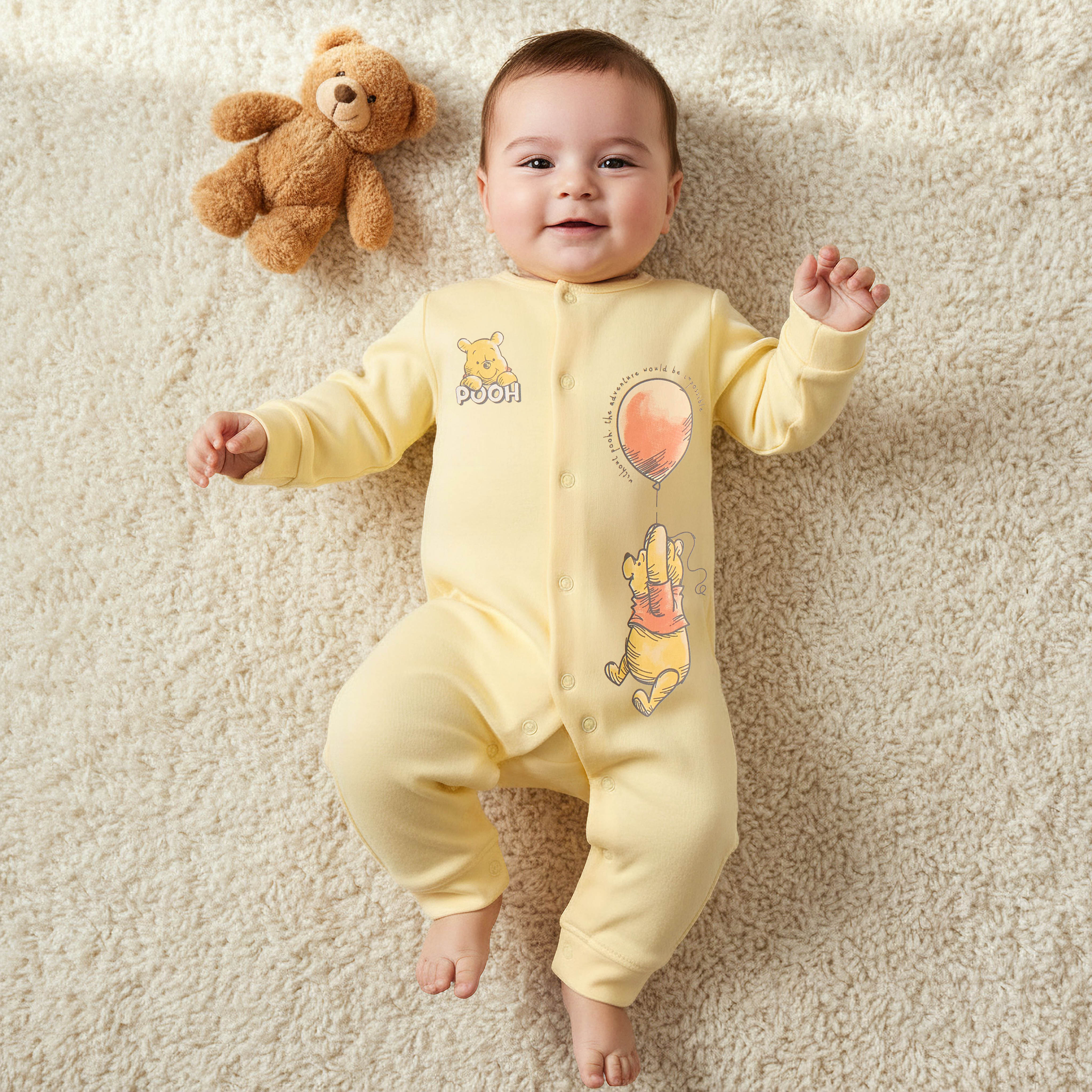 Set of 2 Disney Cotton Round Neck Sleepsuit and Romper with Winnie the Pooh Print-baby-boys-clothing-nightwear-sleepsuits-image-2