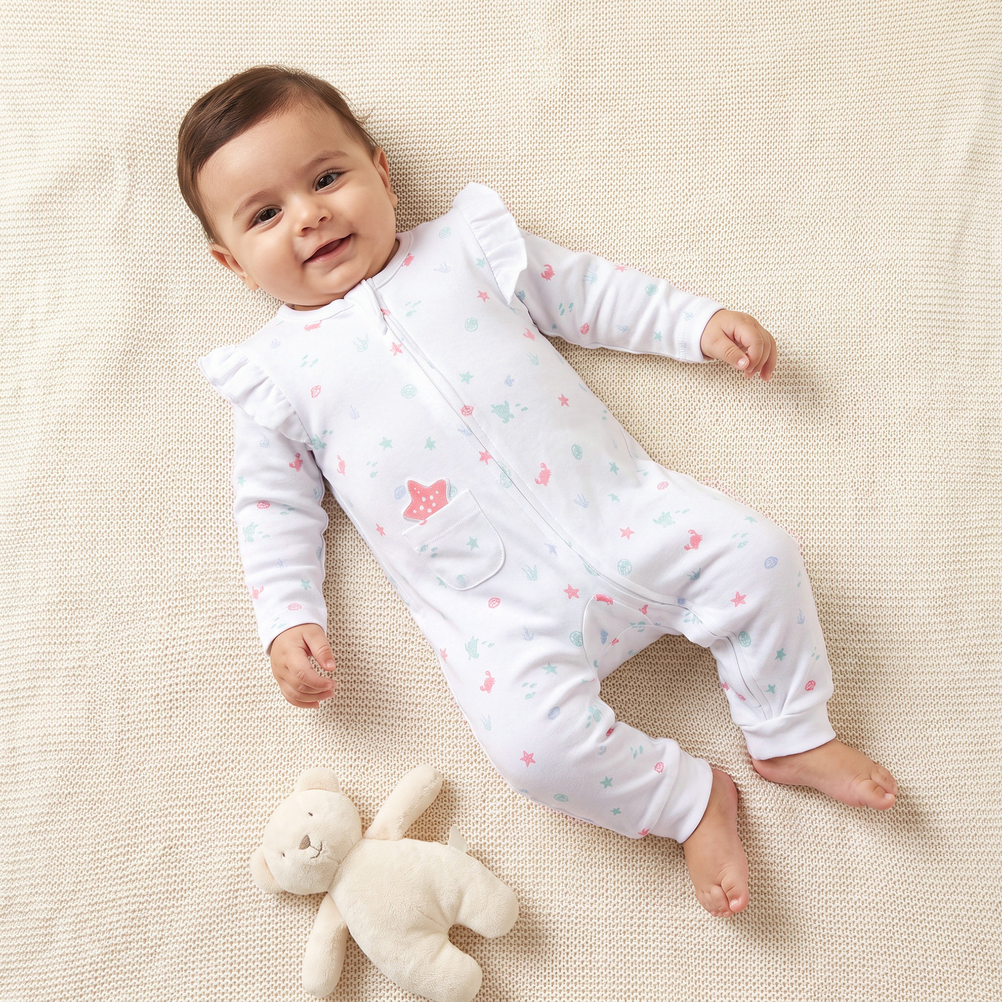 بدلة نوم قطن بأكمام طويلة وسحاب إغلاق من جونيورز-baby-boys-clothing-nightwear-sleepsuits-image-1