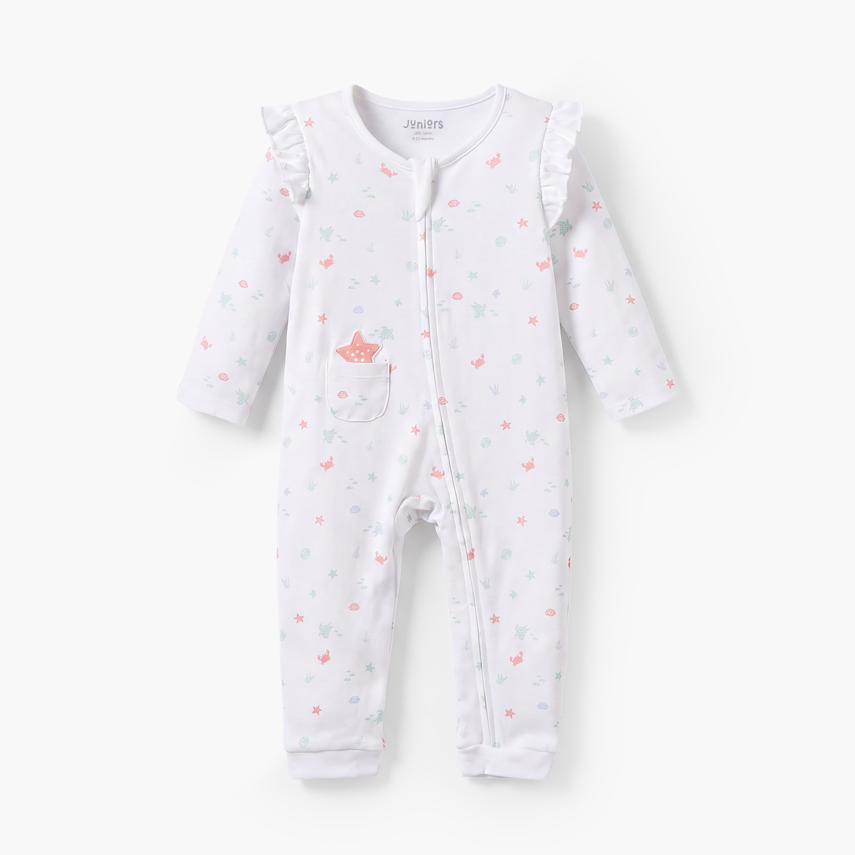 بدلة نوم قطن بأكمام طويلة وسحاب إغلاق من جونيورز-baby-boys-clothing-nightwear-sleepsuits-image-2
