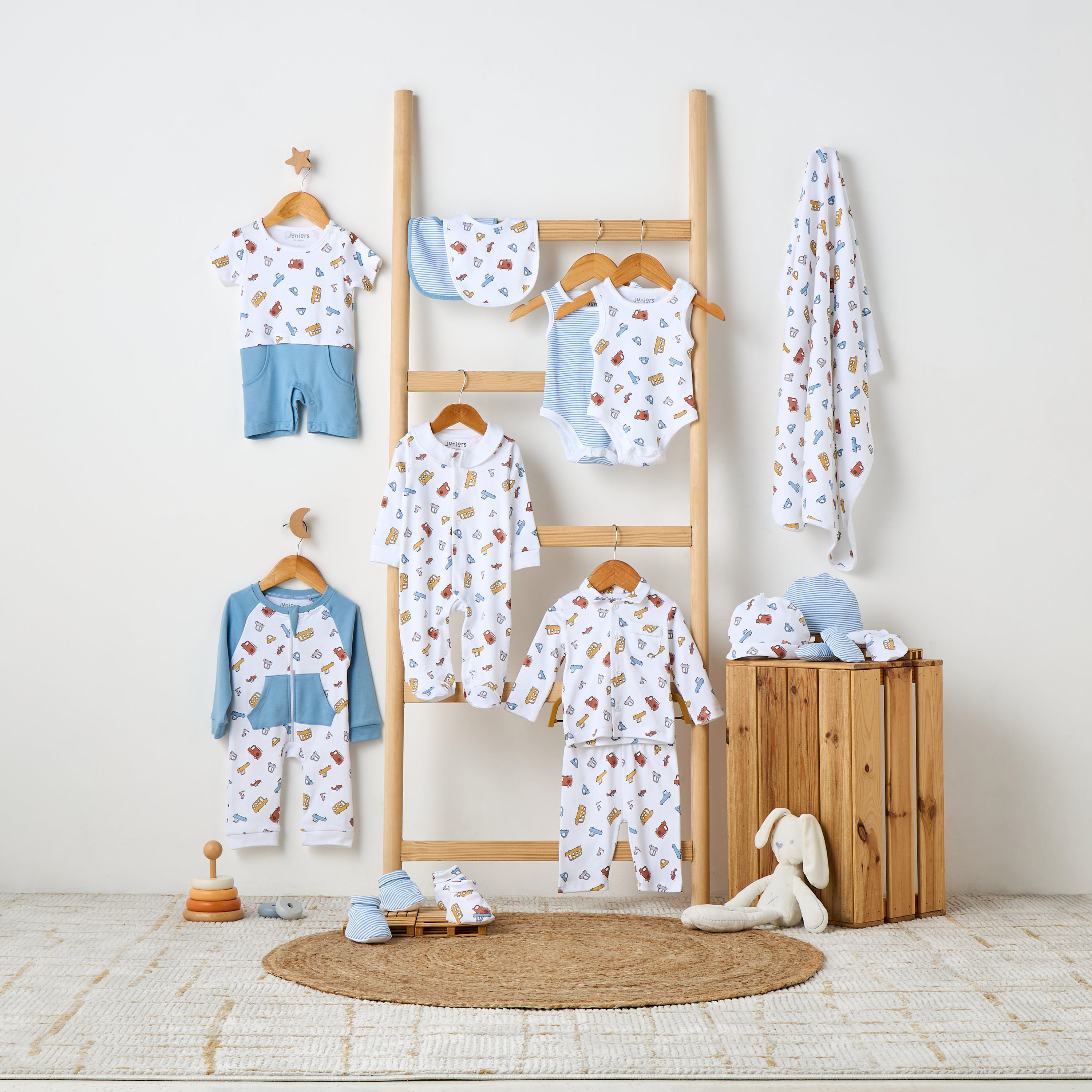 Juniors Vehicle Print Sleepsuit with Long Sleeves and Zip Closure-baby-boys-clothing-nightwear-sleepsuits-image-5