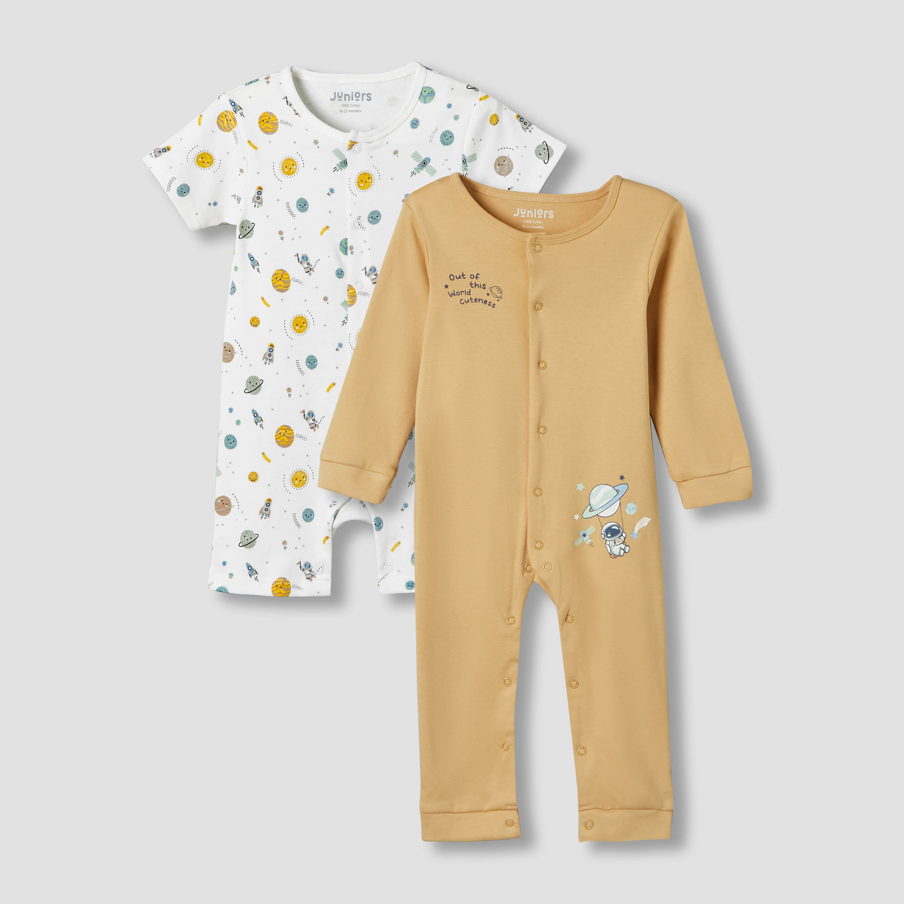 Set of 2 Juniors Cotton Sleepsuit and Romper with Space Print-baby-boys-clothing-nightwear-sleepsuits-image-1
