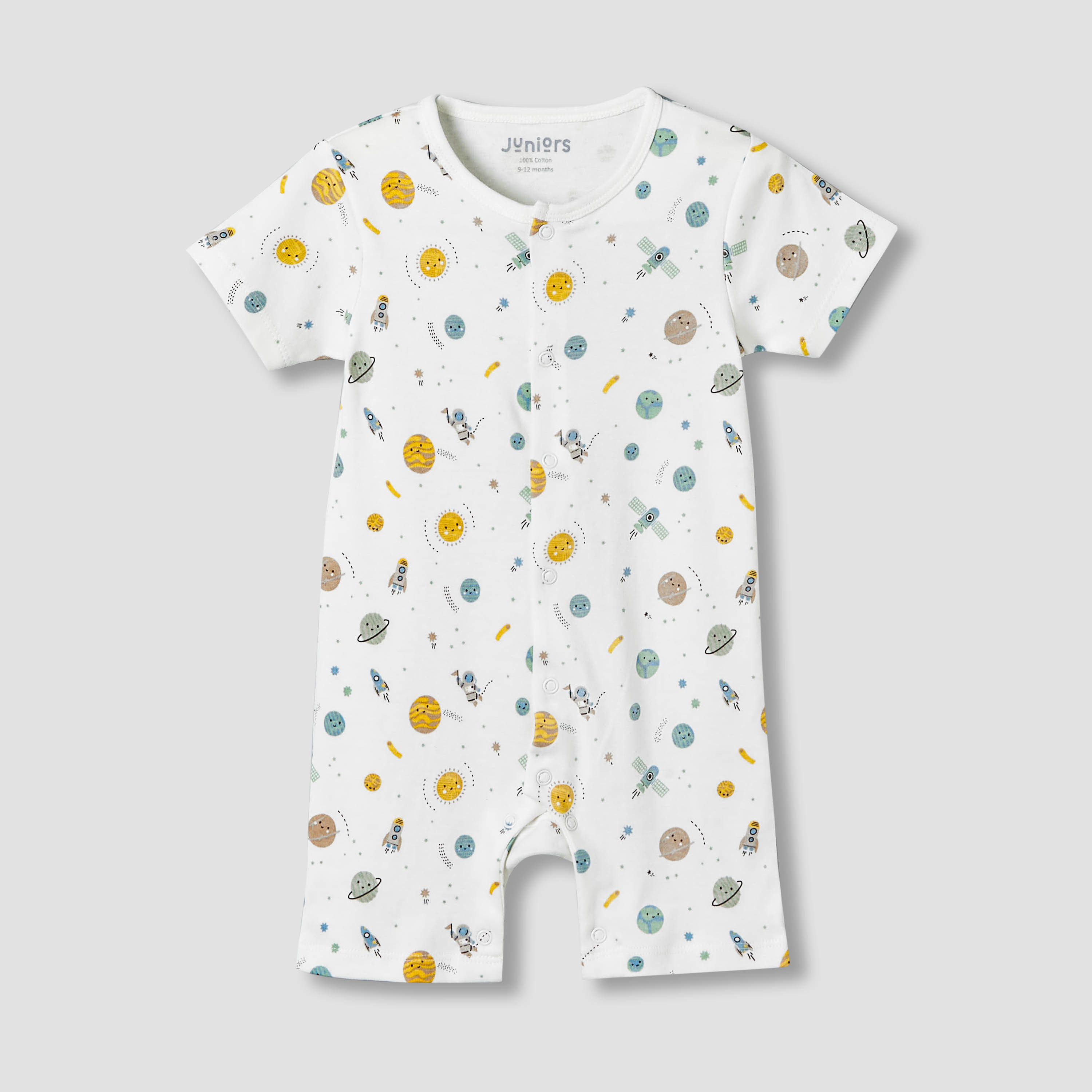 Set of 2 Juniors Cotton Sleepsuit and Romper with Space Print-baby-boys-clothing-nightwear-sleepsuits-image-2