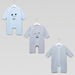 Juniors Printed Round Neck Sleepsuit with Long Sleeves - Set of 3-Sleepsuits-thumbnail-0