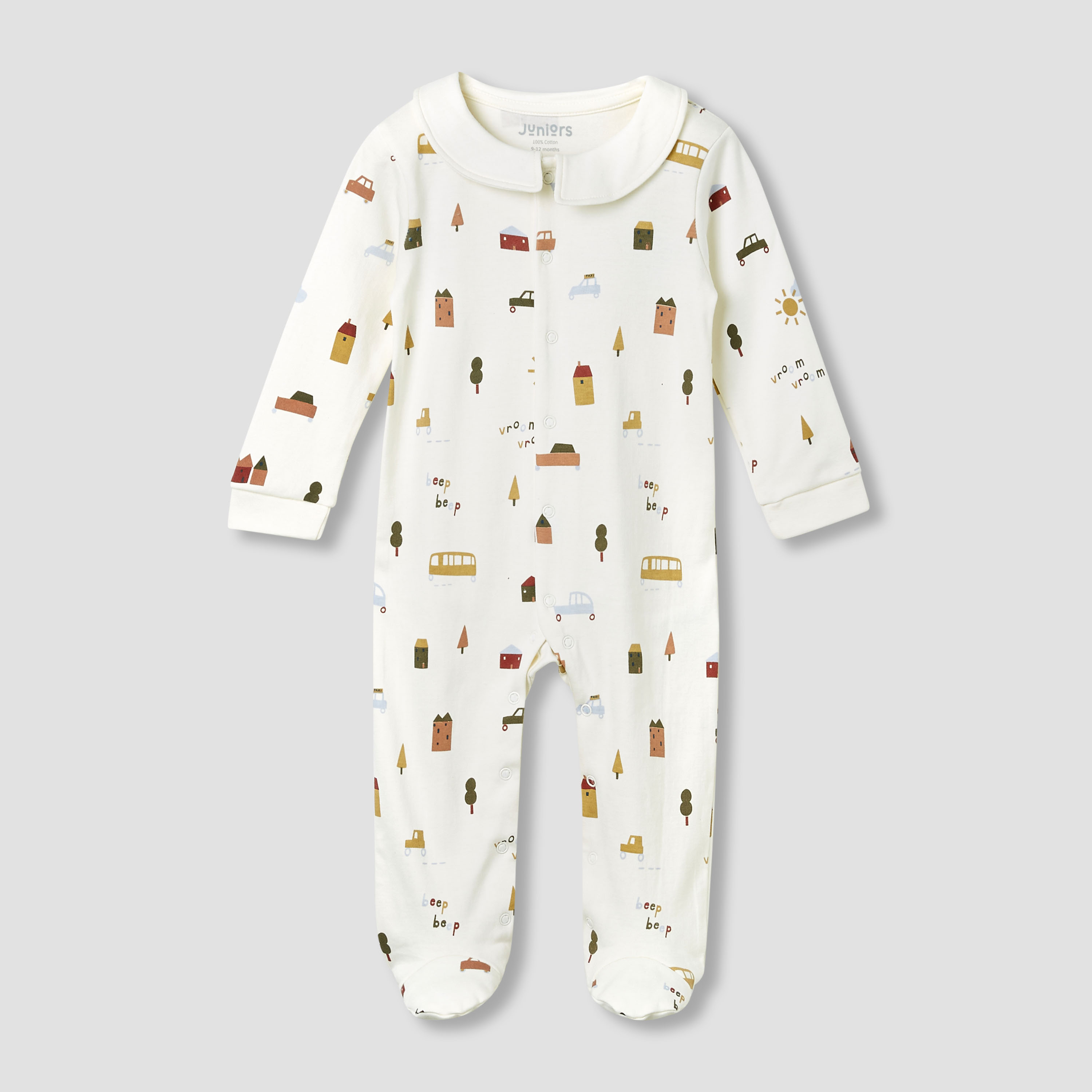 Juniors Printed Sleepsuit with Long Sleeves-baby-boys-clothing-nightwear-sleepsuits-image-2