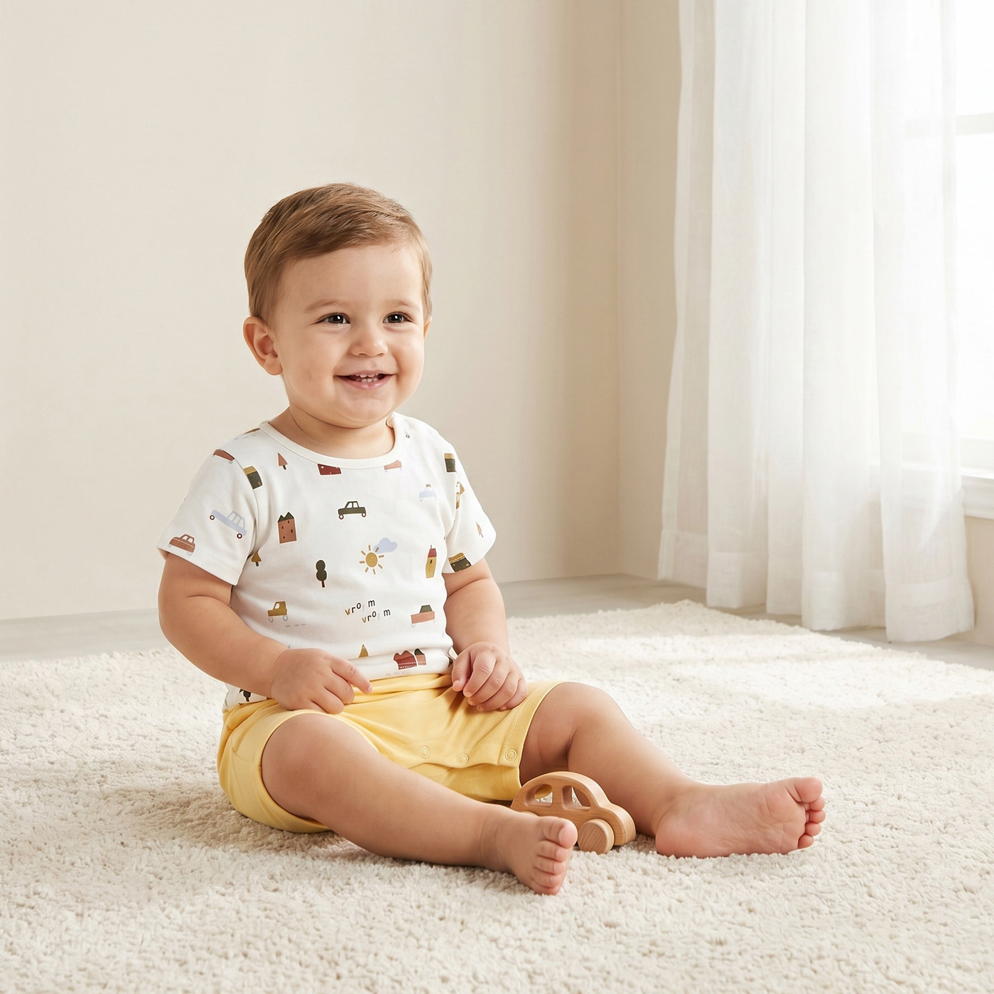 Juniors Printed Romper with Short Sleeves-baby-boys-clothing-rompers-image-1