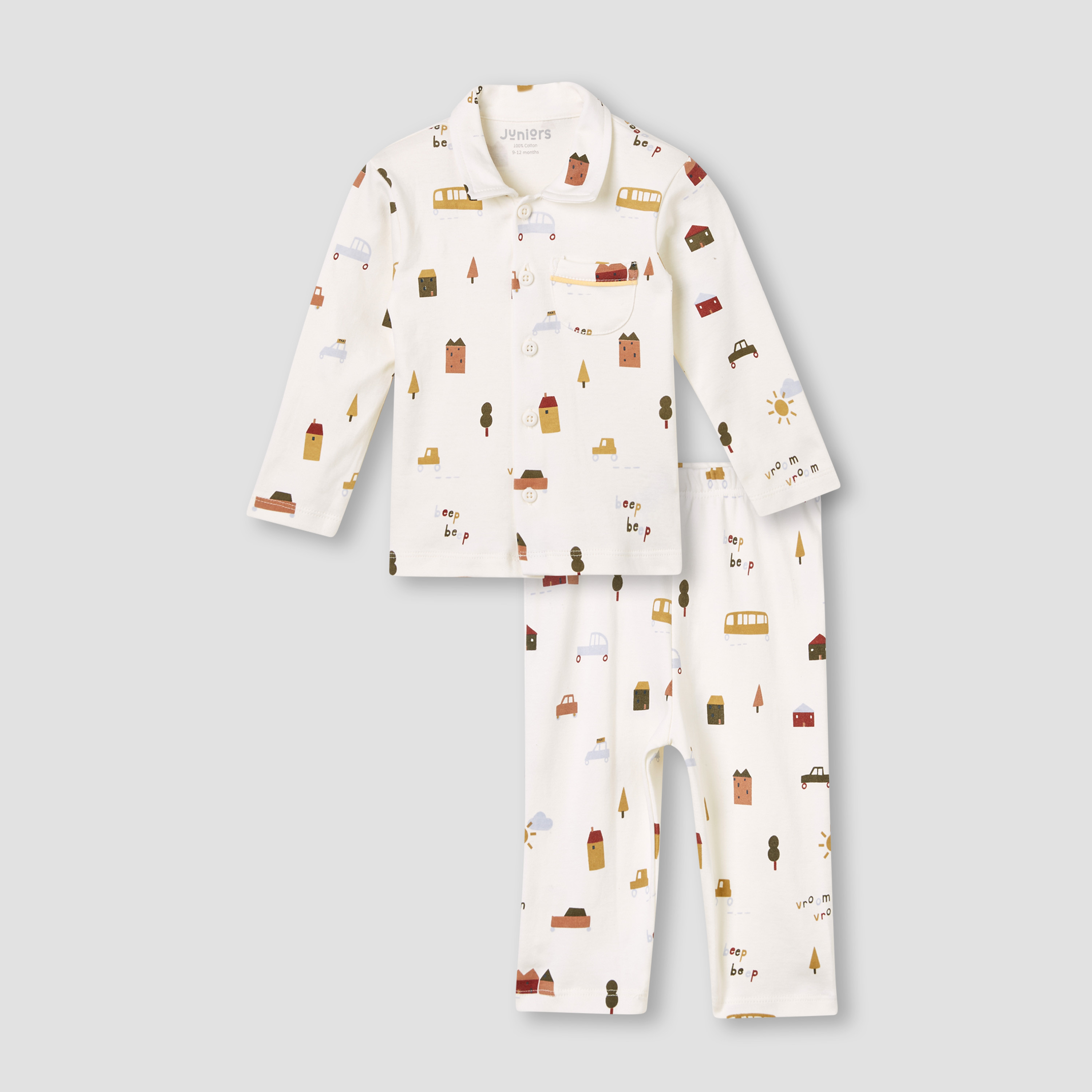 Juniors Pyjama Set with Farmyard Print – Cotton – Long Sleeve – Collared Neck-baby-boys-clothing-nightwear-pyjamasets-image-2