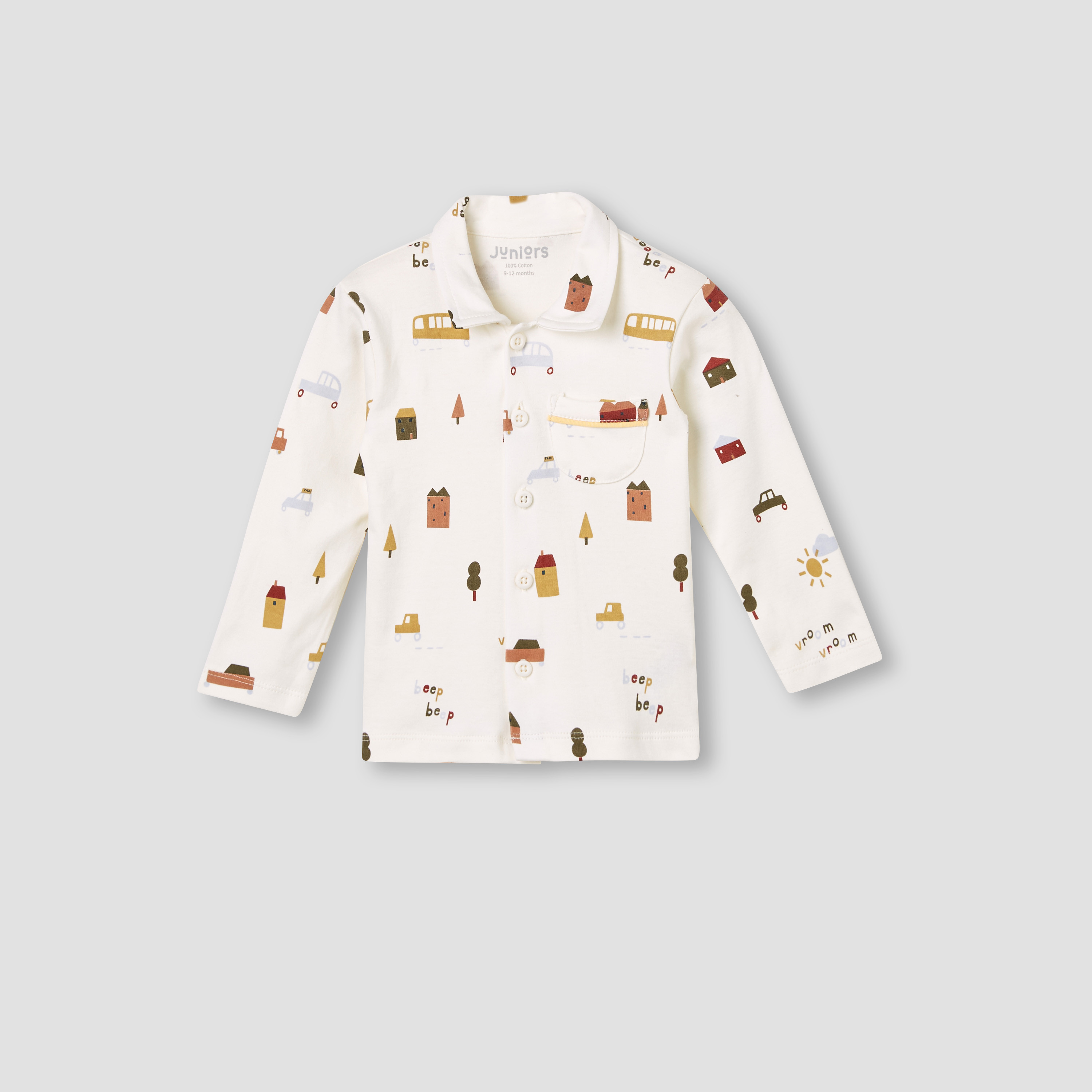 Juniors Pyjama Set with Farmyard Print – Cotton – Long Sleeve – Collared Neck-baby-boys-clothing-nightwear-pyjamasets-image-3