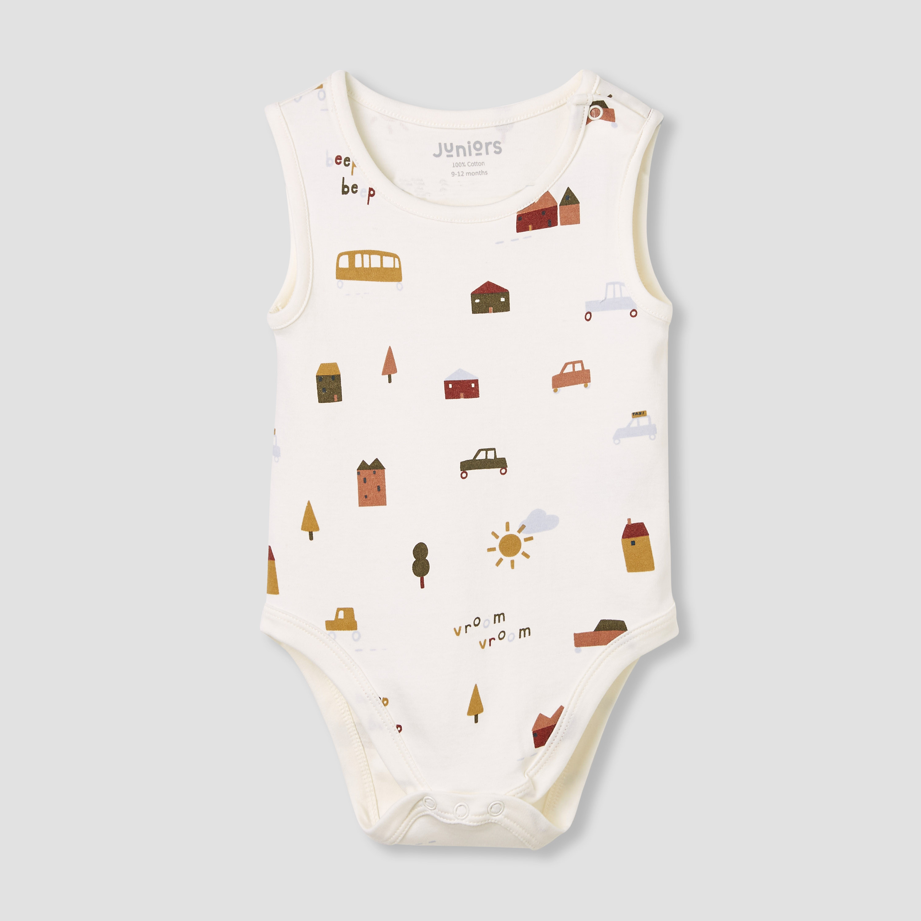 Juniors Printed Sleeveless Bodysuit with Button Closure - Set of 2-baby-boys-clothing-bodysuits-image-3