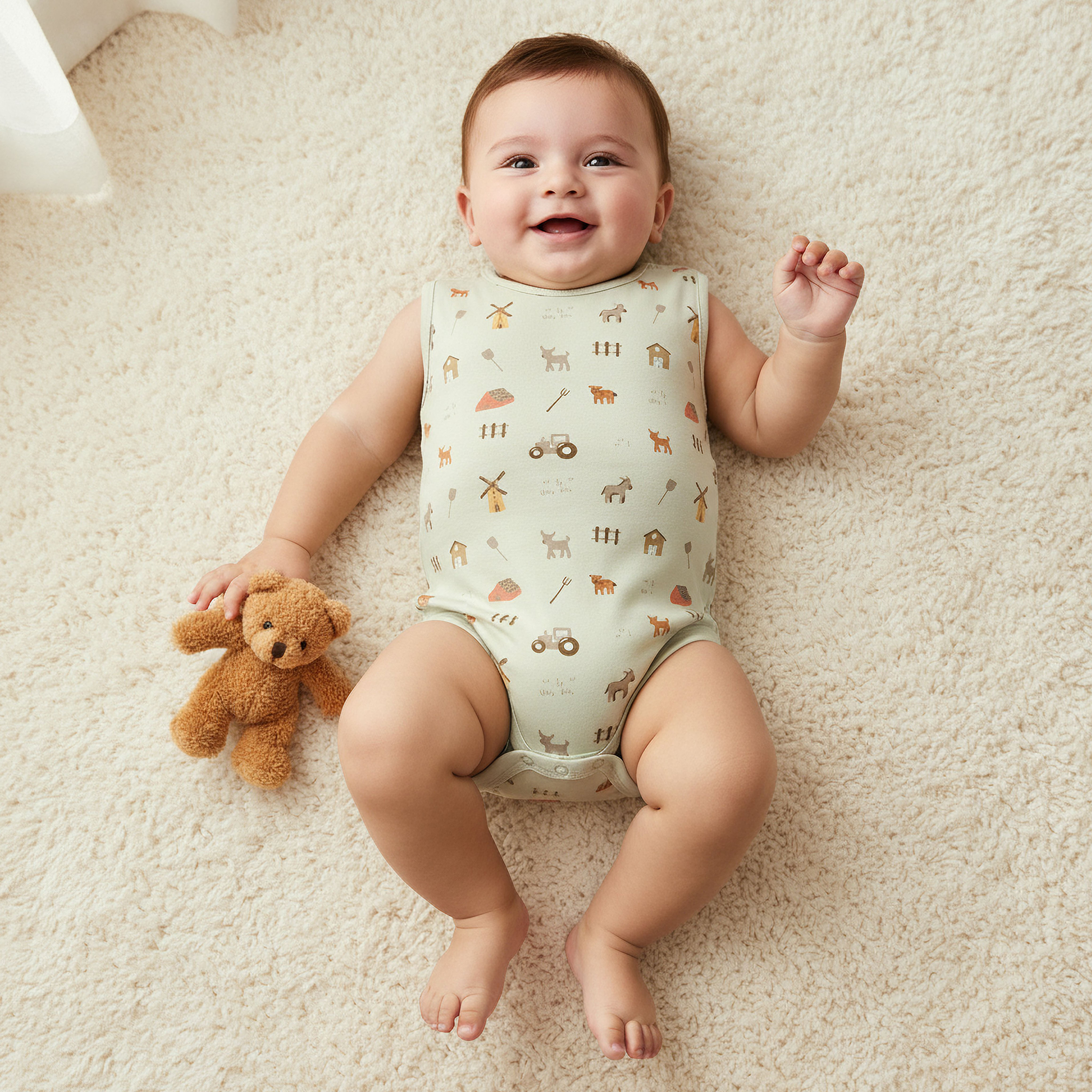 Juniors Printed Sleeveless Bodysuit with Button Closure - Set of 2-baby-boys-clothing-bodysuits-image-2