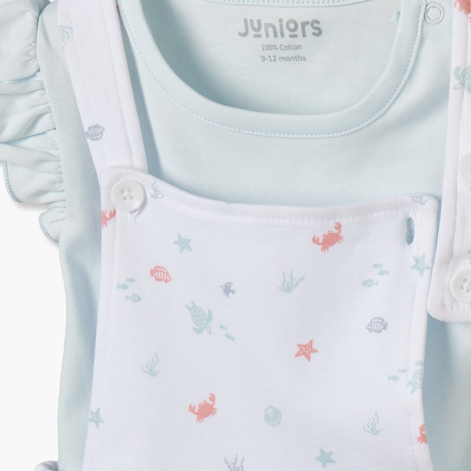 طقم فستان دنغري وبلوزة دون أكمام بياقة ضيقة وطبعات عالم البحار من جونيورز-baby-girls-clothing-setsandcoords-image-6