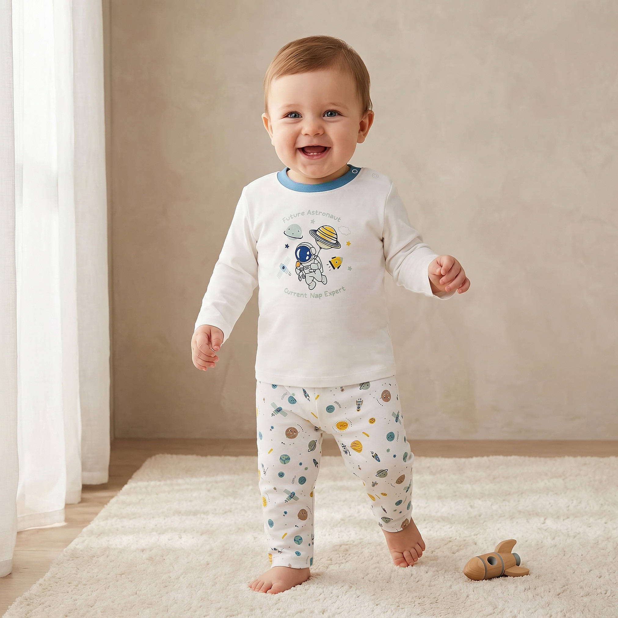 Pack of 2 Juniors Cotton Long Sleeves Pyjama Set with Space Print-baby-boys-clothing-nightwear-pyjamasets-image-2