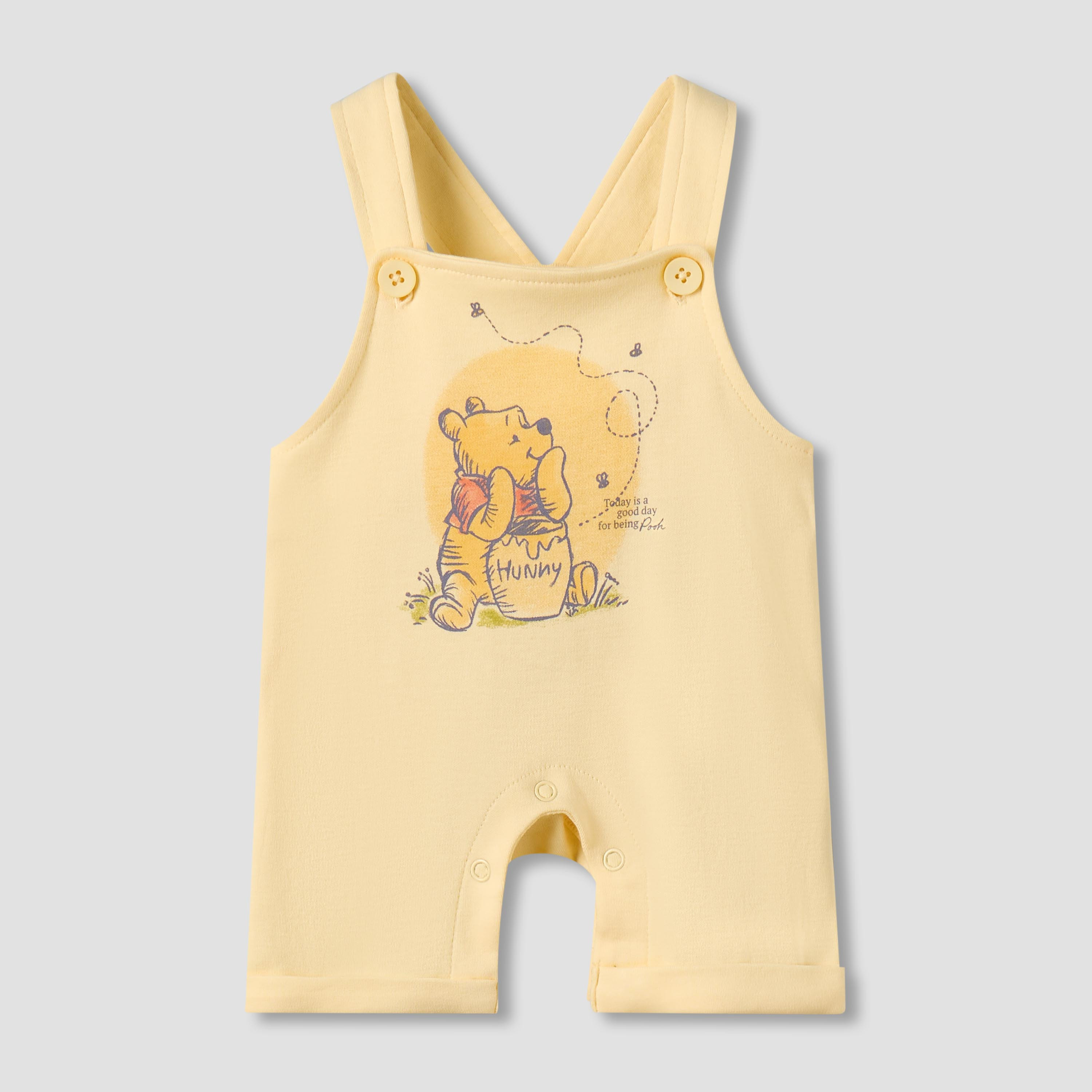 Disney Crew Neck Short Sleeves T-shirt and Dungaree Set with Winnie the Pooh Print-baby-boys-clothing-setsandcoords-image-3