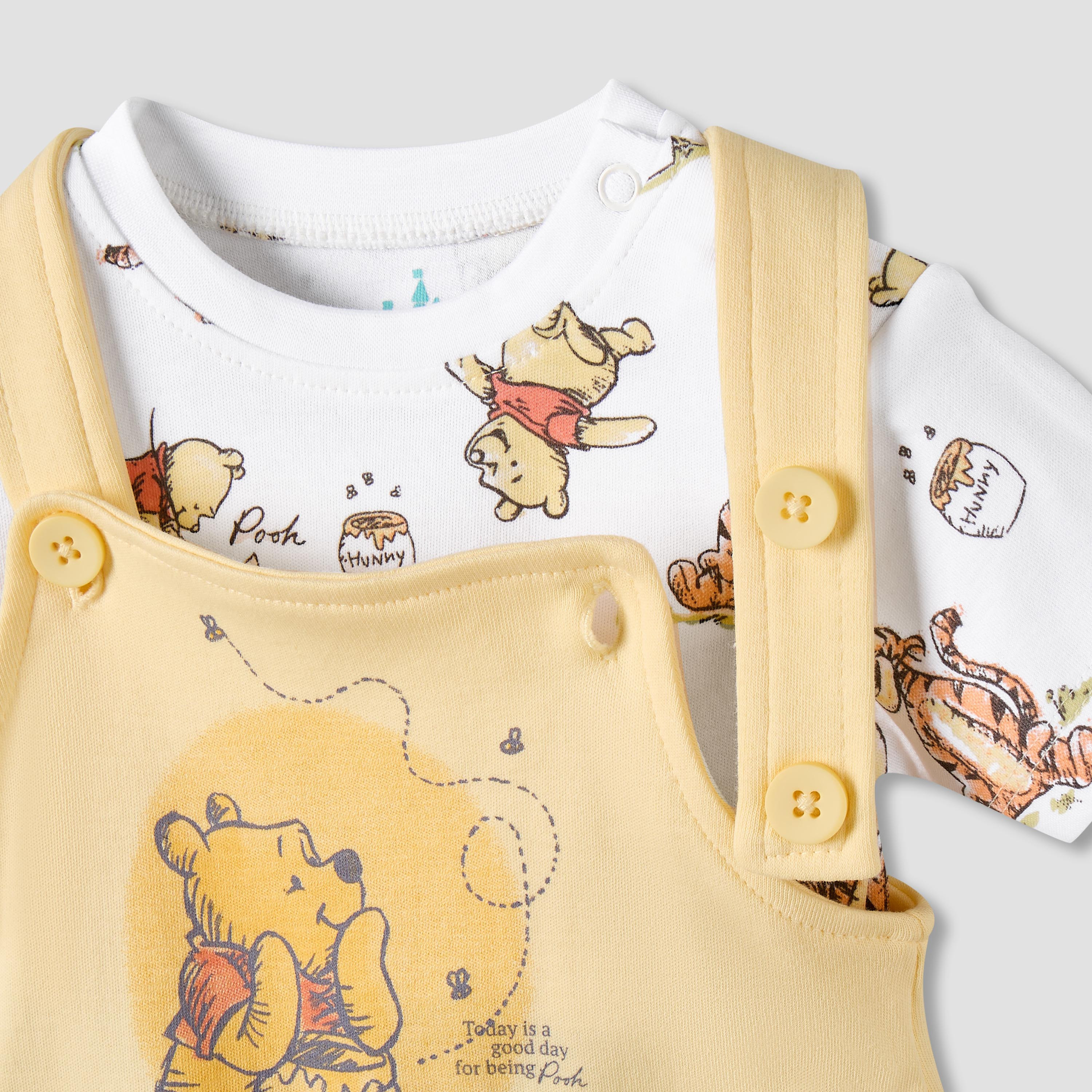 Disney Crew Neck Short Sleeves T-shirt and Dungaree Set with Winnie the Pooh Print-baby-boys-clothing-setsandcoords-image-5