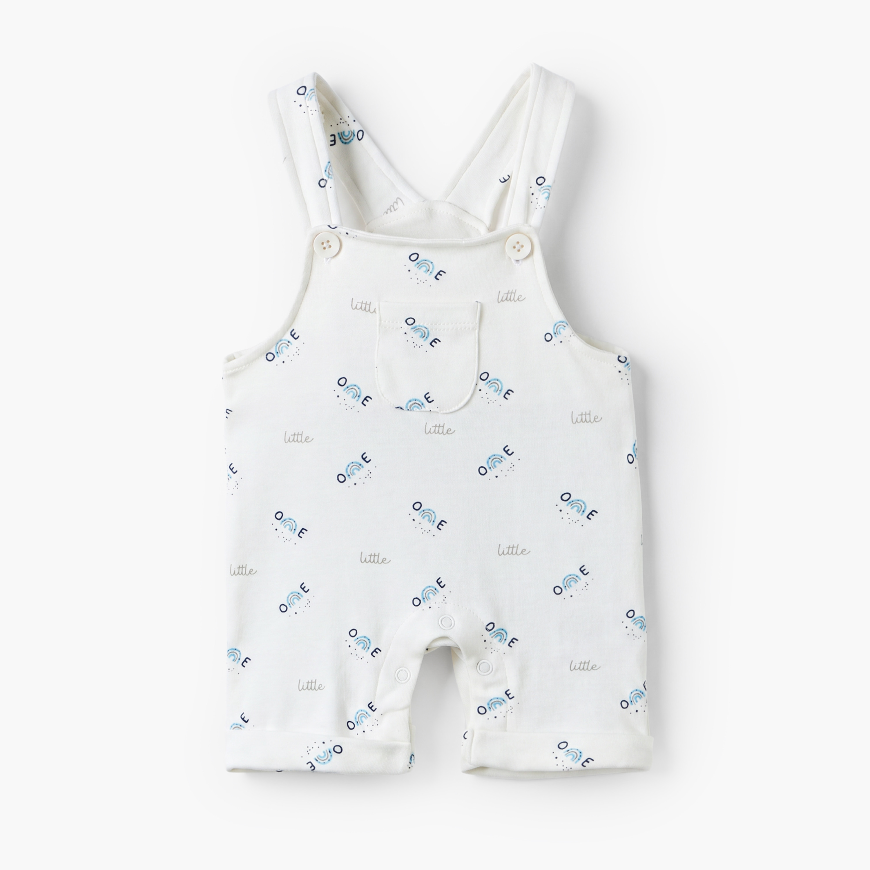 Juniors Crew Neck Short Sleeves T-shirt and Dungaree Set with Rainbow Print-baby-boys-clothing-setsandcoords-image-4
