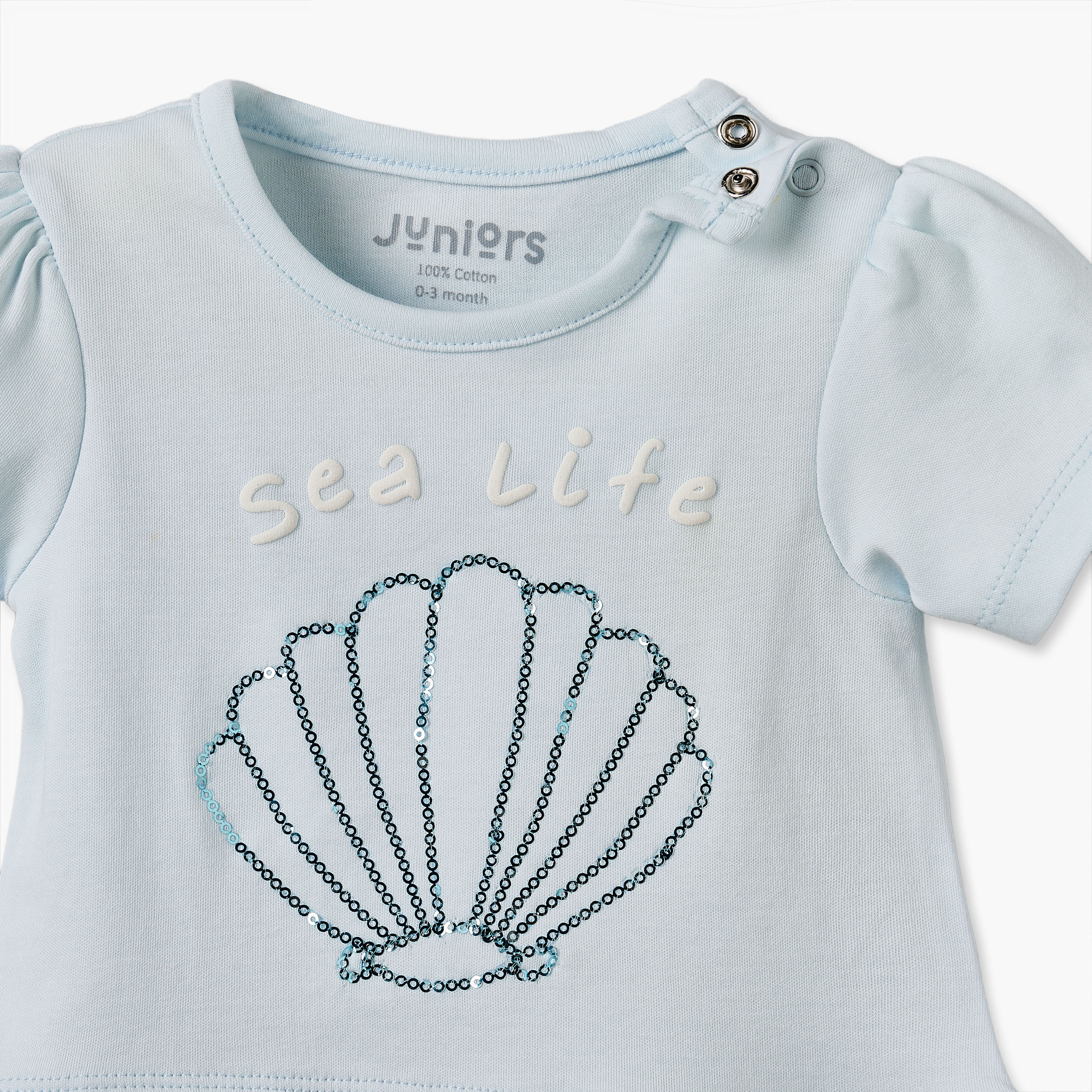 فستان بطول الركبة بأكمام قصيرة وياقة ضيقة وصدفة بحر مزيّنة من جونيورز-baby-girls-clothing-dressesandjumpsuits-image-5