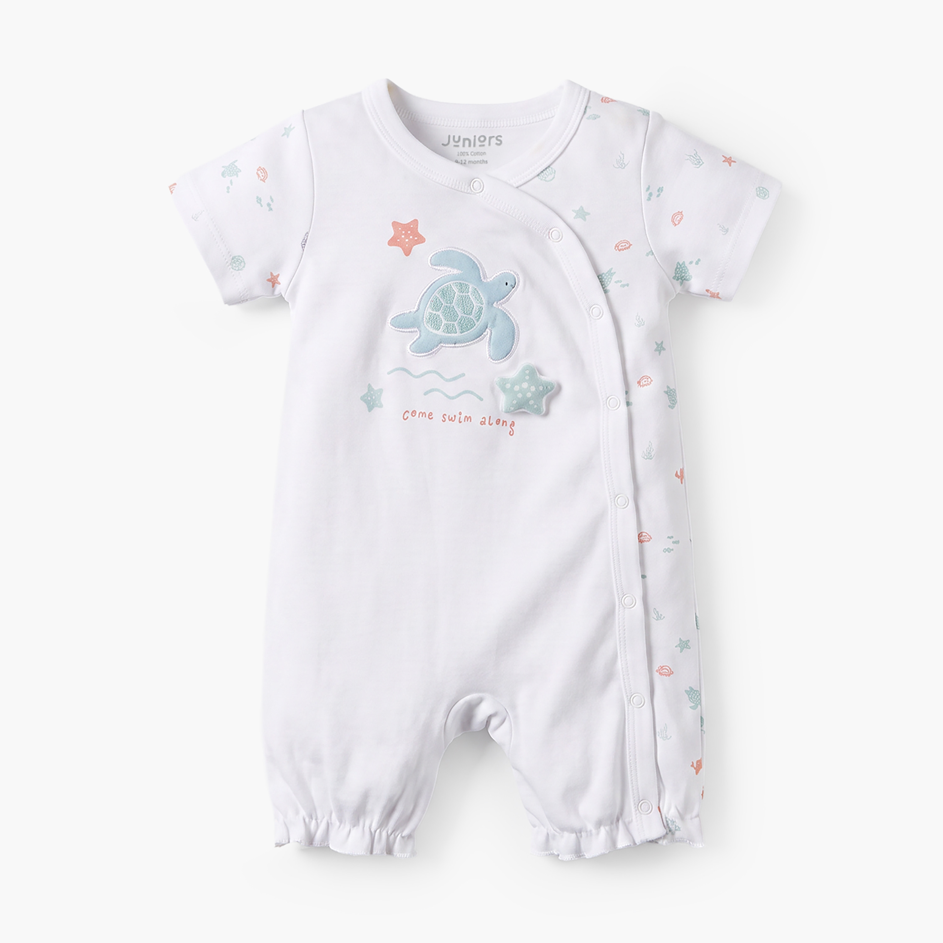 أفرول بأكمام قصيرة وياقة ضيقة بطبعات عالم البحار من جونيورز-baby-girls-clothing-rompers-image-2