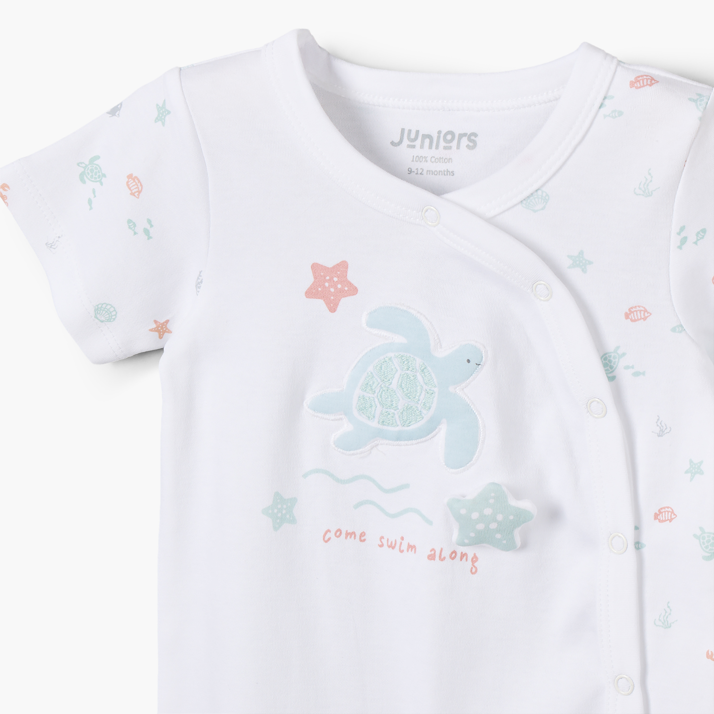أفرول بأكمام قصيرة وياقة ضيقة بطبعات عالم البحار من جونيورز-baby-girls-clothing-rompers-image-4